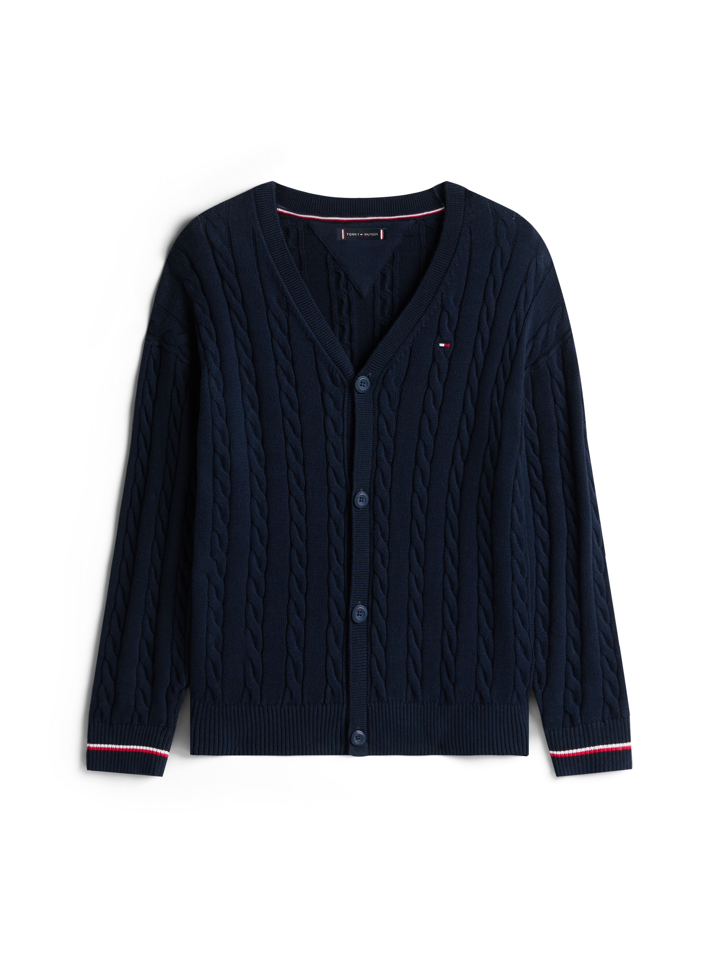 Tommy Hilfiger Strickpullover »COTTON CABLE GLOBAL STRIPE CARDI«, Kinder bis 16 Jahre