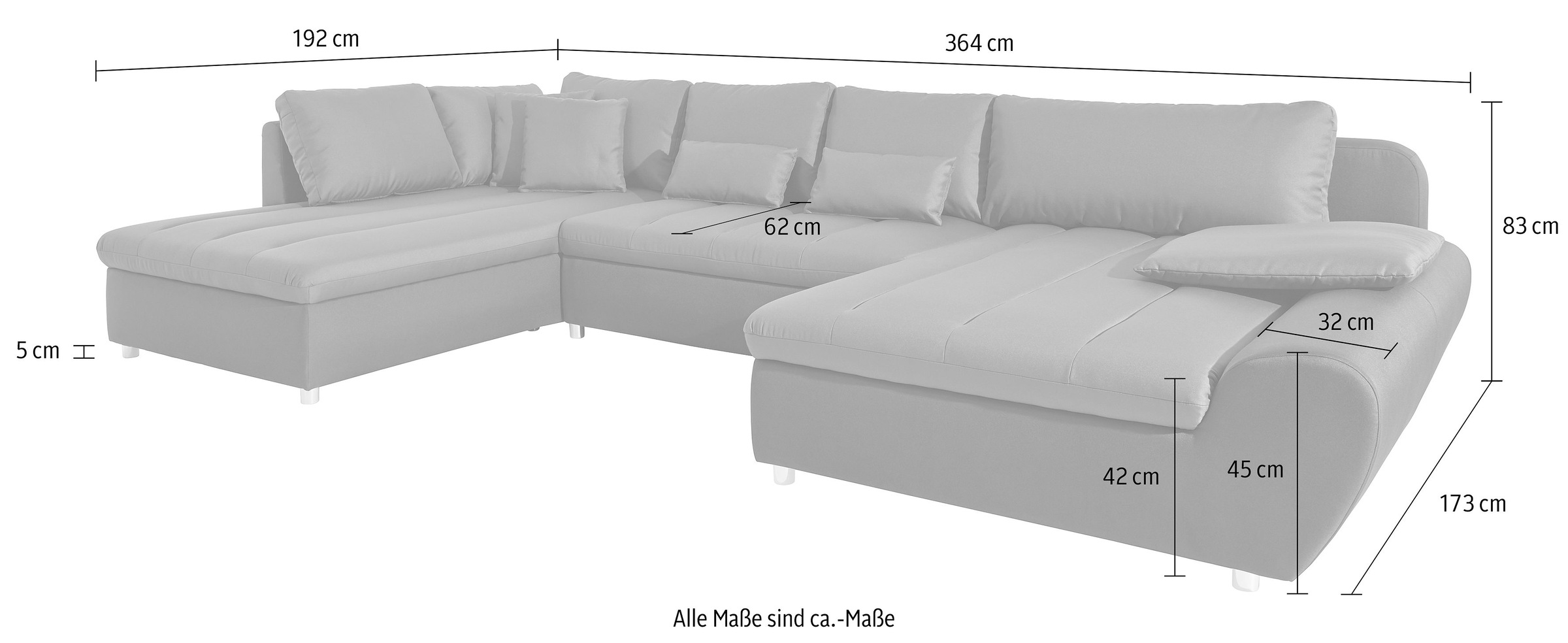 sit&more Wohnlandschaft »Bandos U-Form«, in 2 unterschiedlichen Grössen, wahlweise mit Bettfunktion + Bettkasten