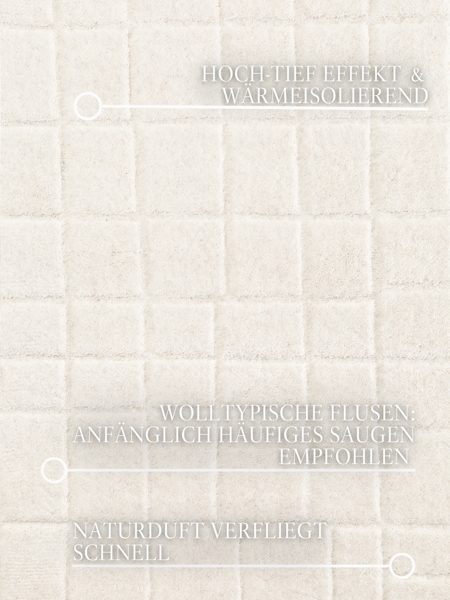 Villeroy & Boch Wollteppich »Kenso« rechteckig 15 mm Höhe Wolle, Kariert, Natur, Handgemacht, Wohnzimmer, Schlafzimmer, Hygge