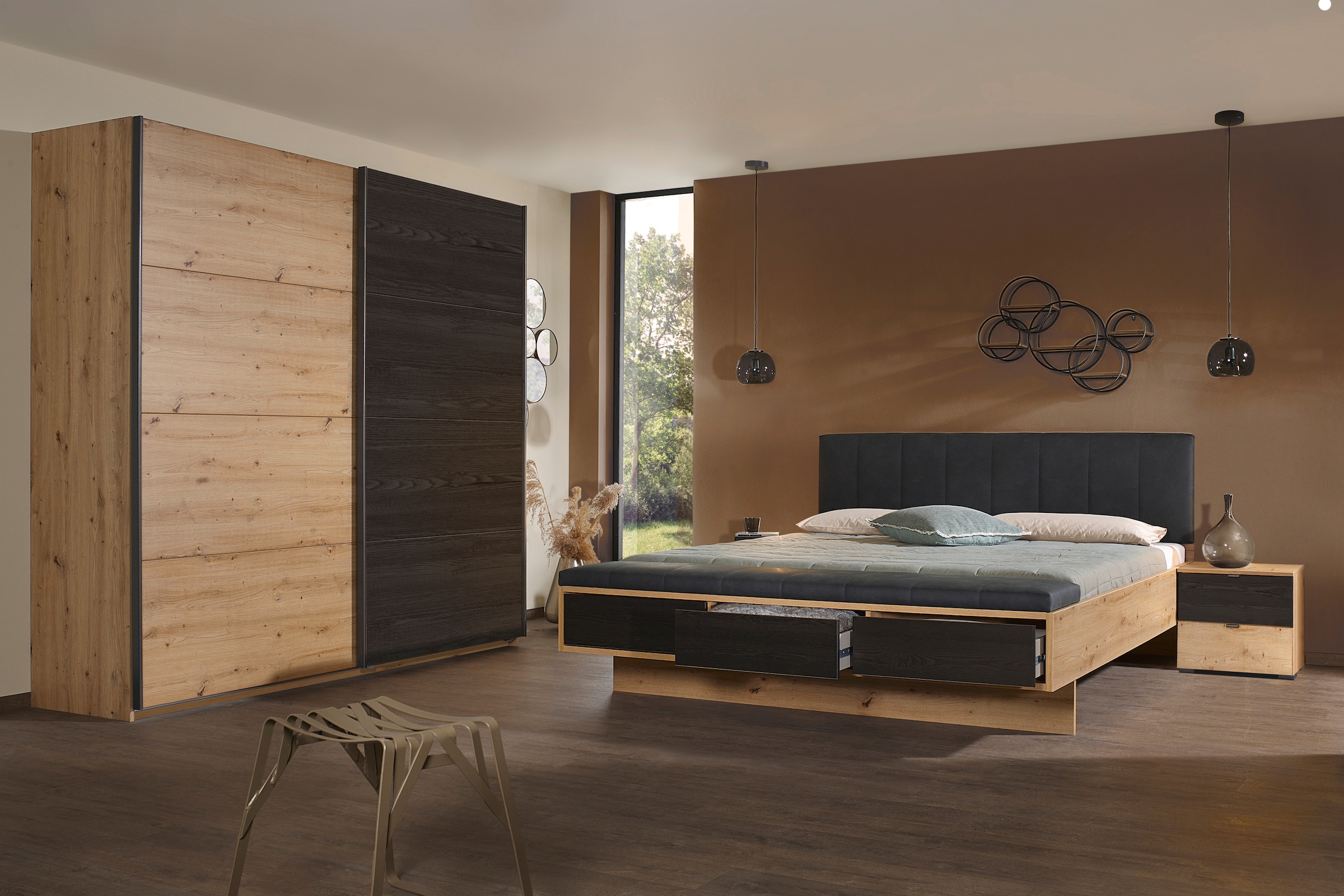 rauch Armoire à portes coulissantes »Kleiderschrank Schrank Garderobe Schlafzimmerschrank APOLLON« avec grand espace de rangement et panneaux de porte contrastés MADE IN GERMANY
