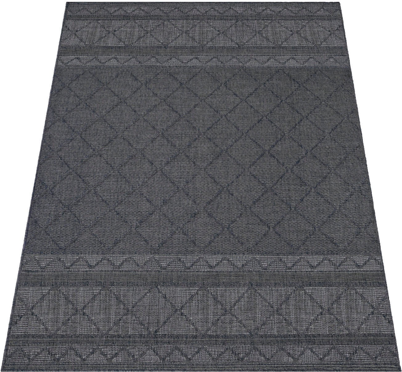 Image of Paco Home Teppich "Vermont 191" rechteckig 4 mm Höhe Flachgewebe, modernes Design mit Rauten, gesteift, Outdoor geeignet