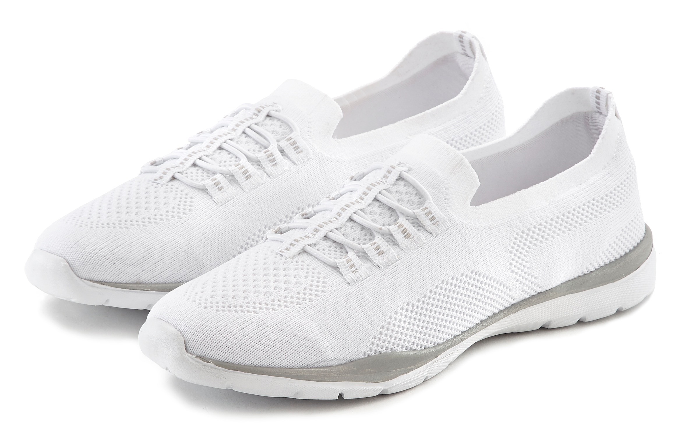 LASCANA Sneaker »Slipper, Halbschuh, leichtes Meshmaterial«, zum Reinschlüpfen mit elastischen Schnürbändern VEGAN