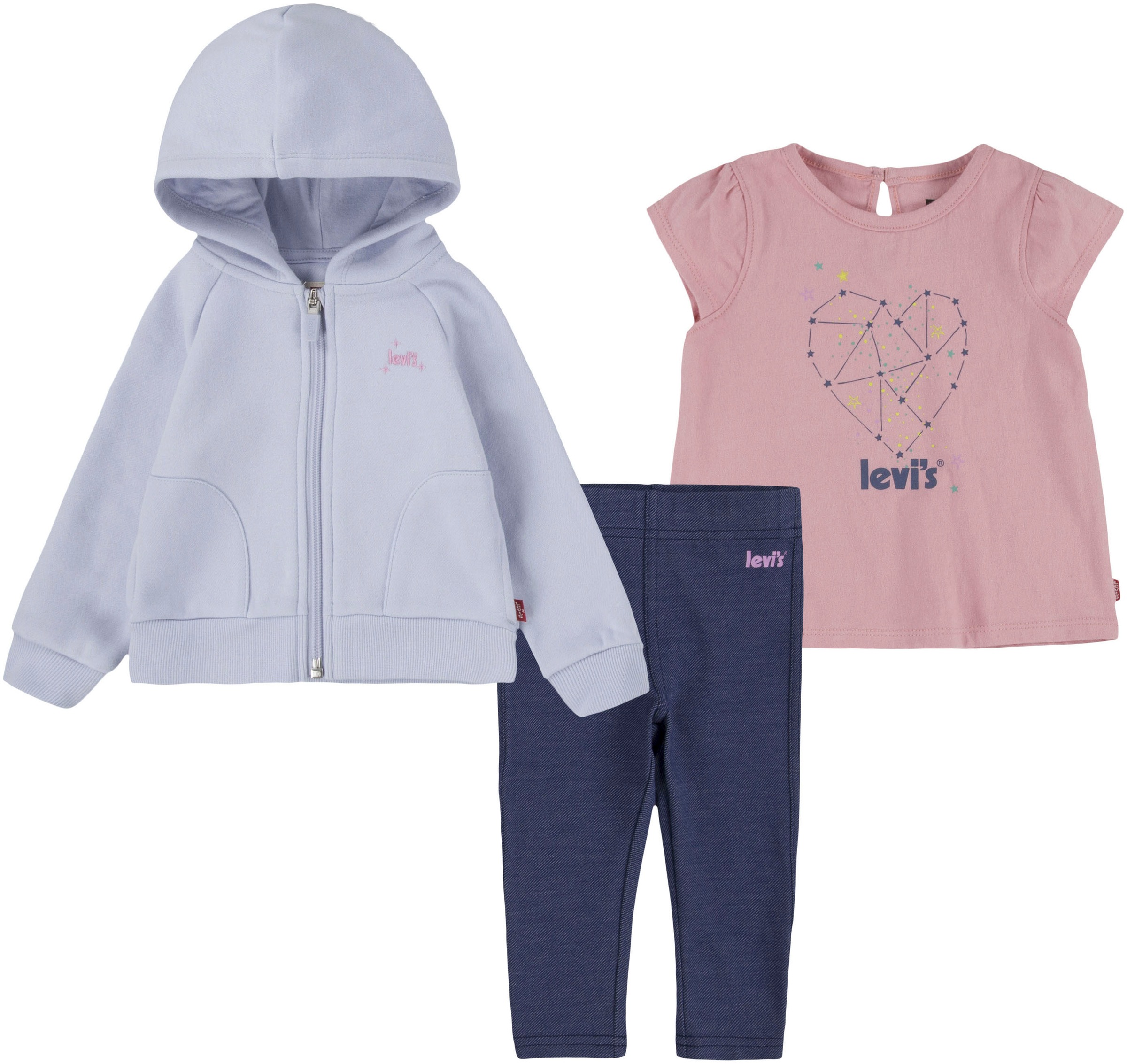 Levi's® Kids Shirt, Hose & Jäckchen »LVG 3PCPANTSETHOODIE«, (Set, 3 tlg.), for GIRLS