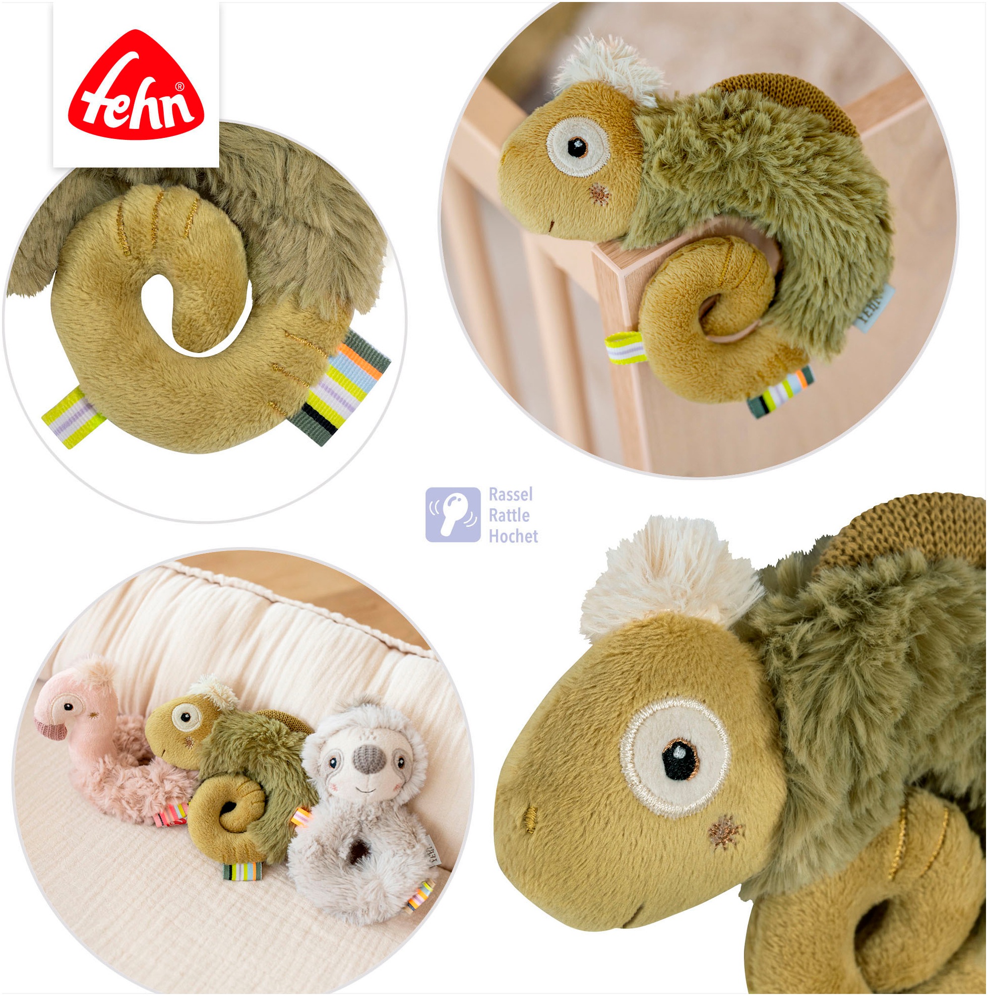 Fehn Greifspielzeug »Lazy, Crazy & Pink, Ring-Greifling Chamäleon«