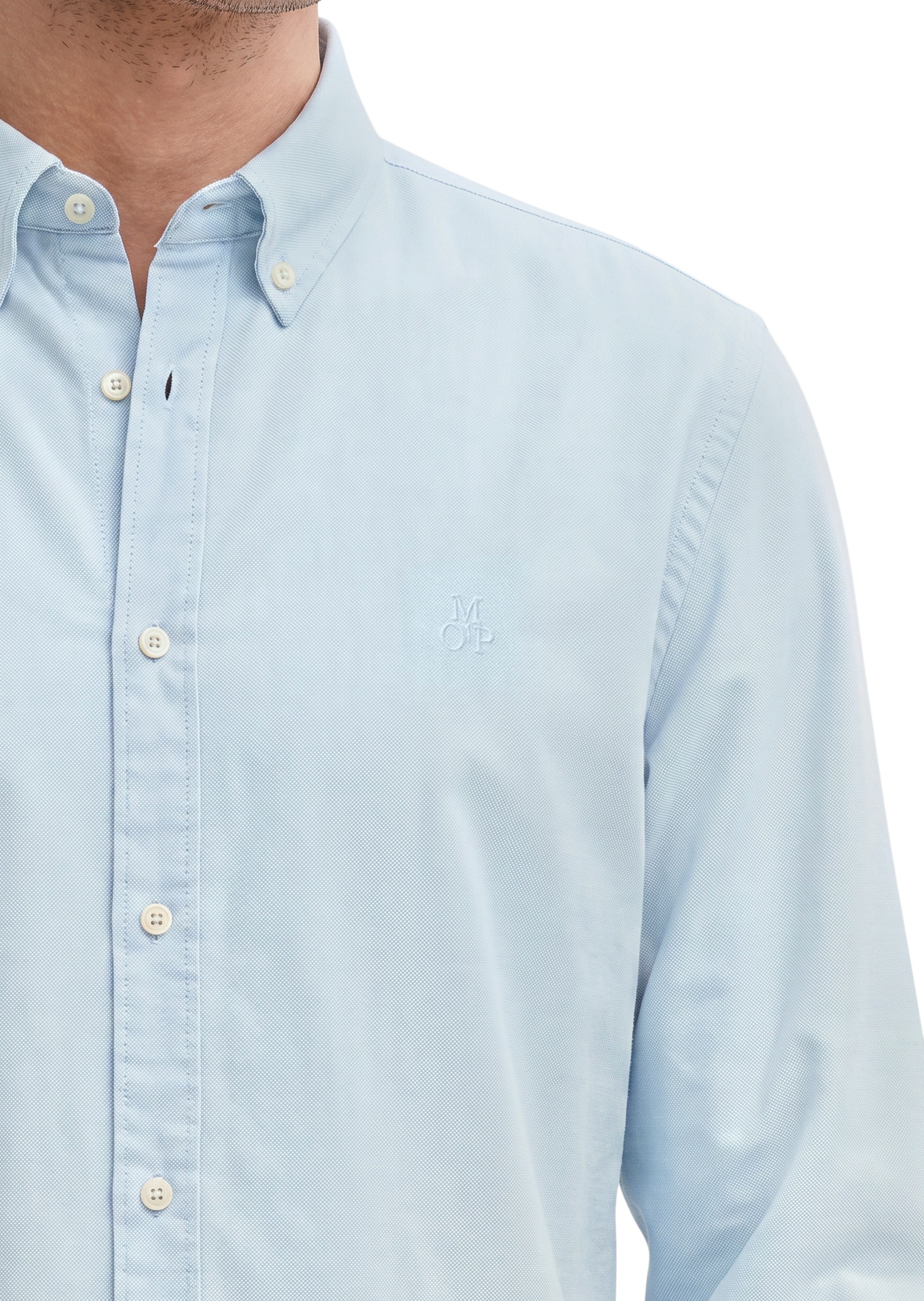 Marc O'Polo Langarmhemd regular fit aus Bio-Baumwolle, Button-down-Kragen, mit Struktur
