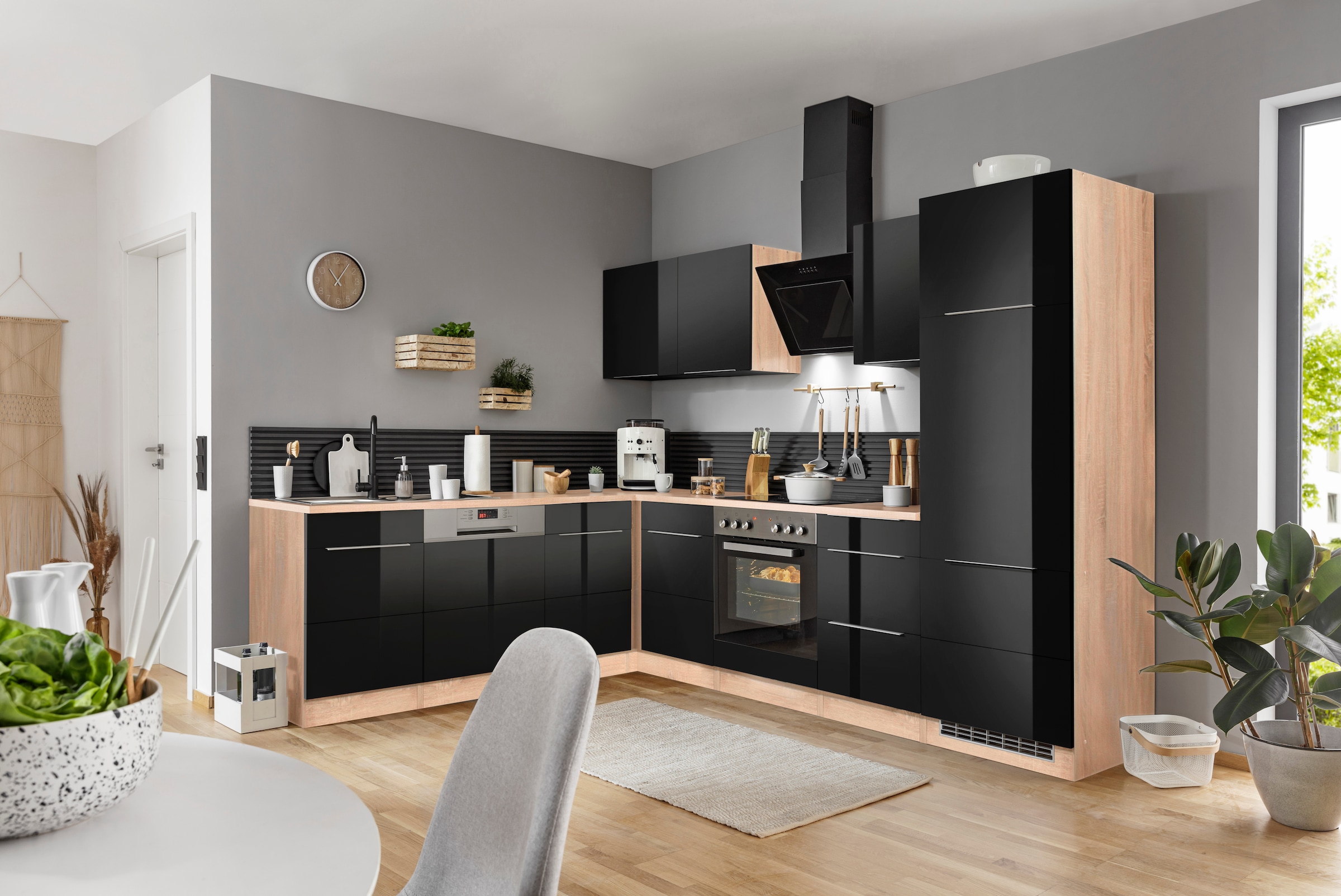 KOCHSTATION »KS-Brindisi« Stellbreite 220/280 cm, wahlweise mit E-Geräten, mit MDF-Fronten
