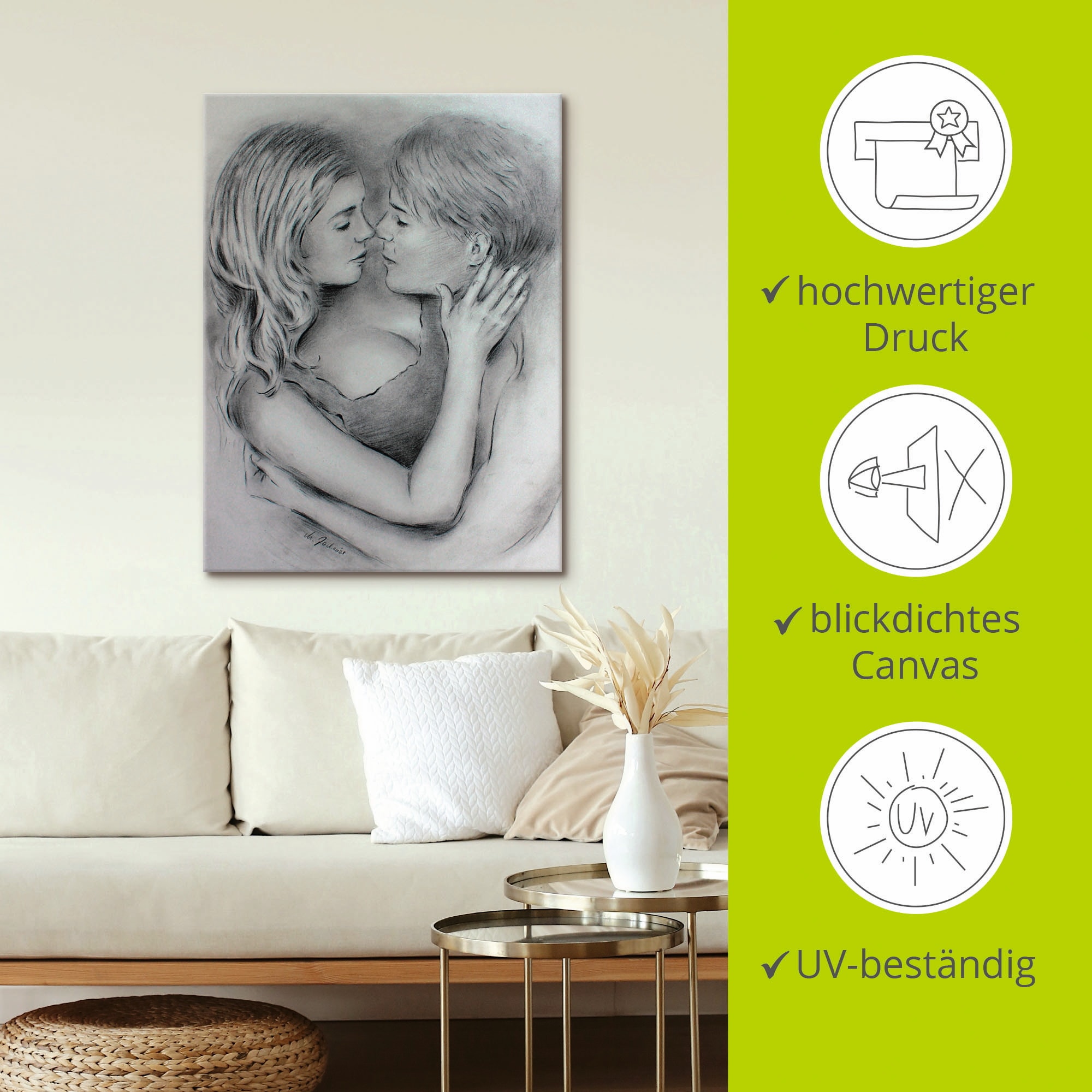 Artland Wandbild »Liebesgeflüster«, Paar, (1 St.), als Leinwandbild, Poster in verschied. Grössen