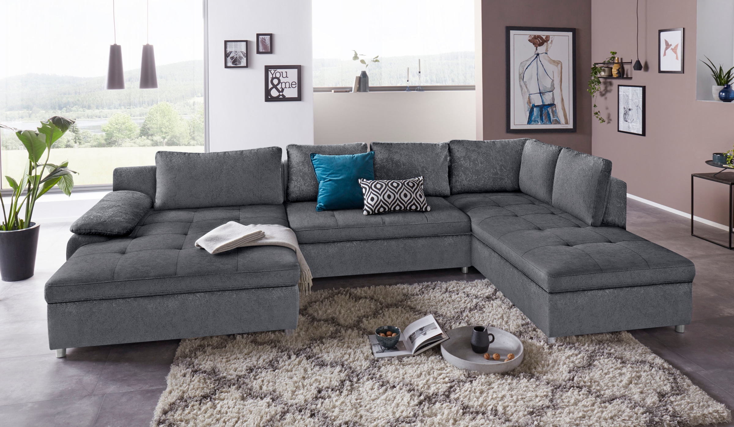 sit&more Paysage de salon »Labene U-Form« wahlweise mit Bettfunktion und Bettkasten