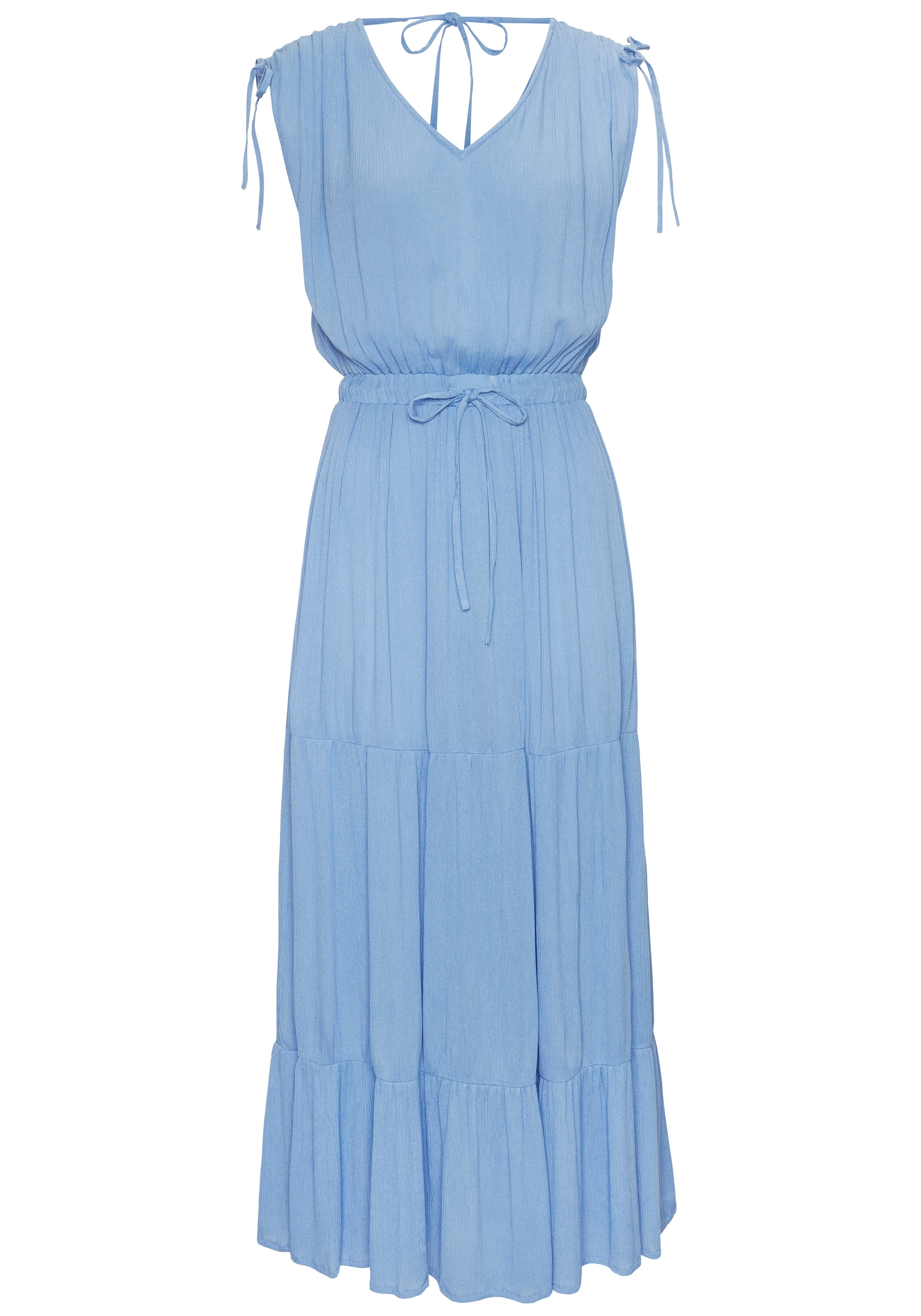 LASCANA Maxi robe mit tiefem Ausschnitt aus gekreppter Viskose