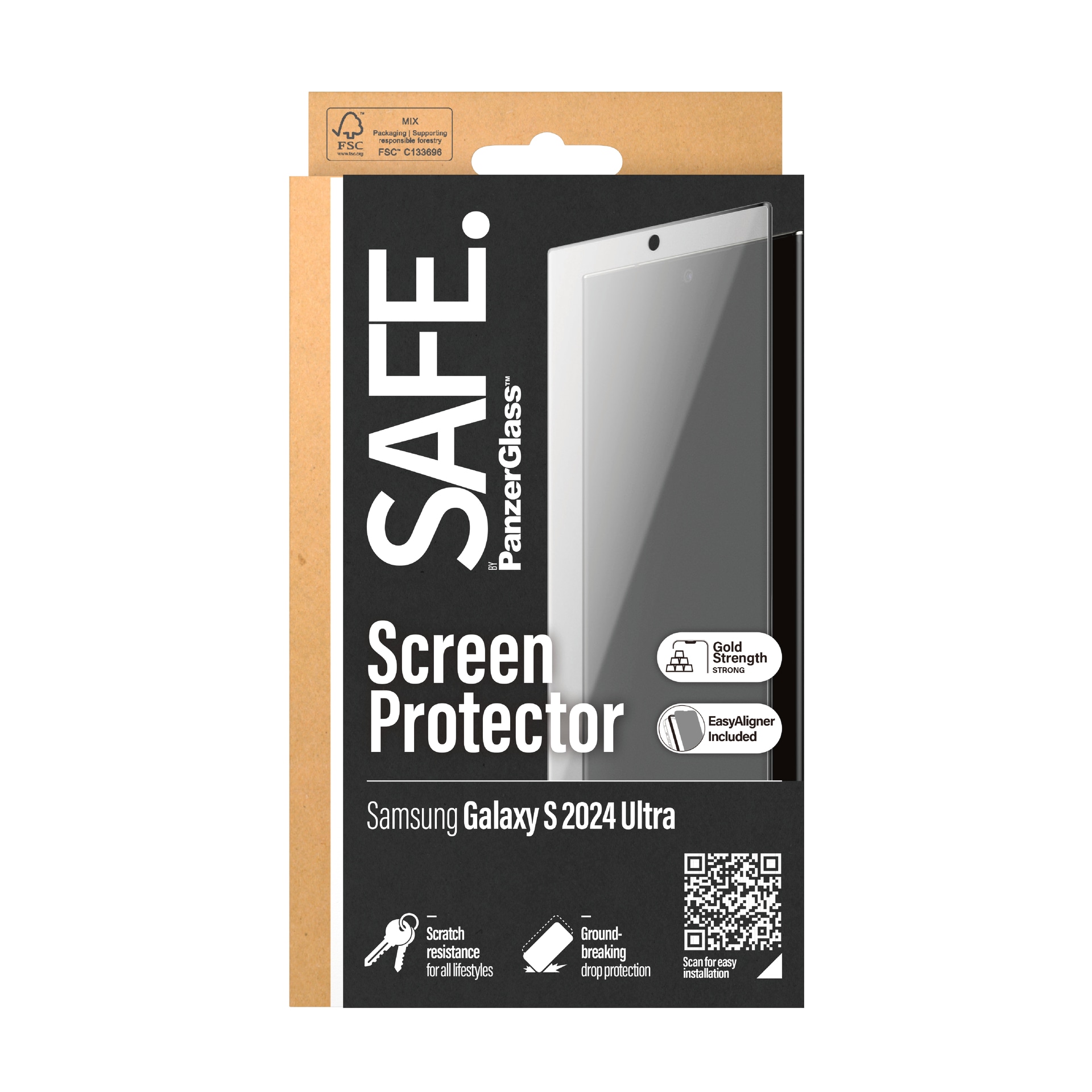 SAFE by PanzerGlass Displayschutzglas »Ultra Wide Fit Screen Protector«, für Samsung Galaxy S24 Ultra, Displayschutzfolie, stossfest, kratzbeständig