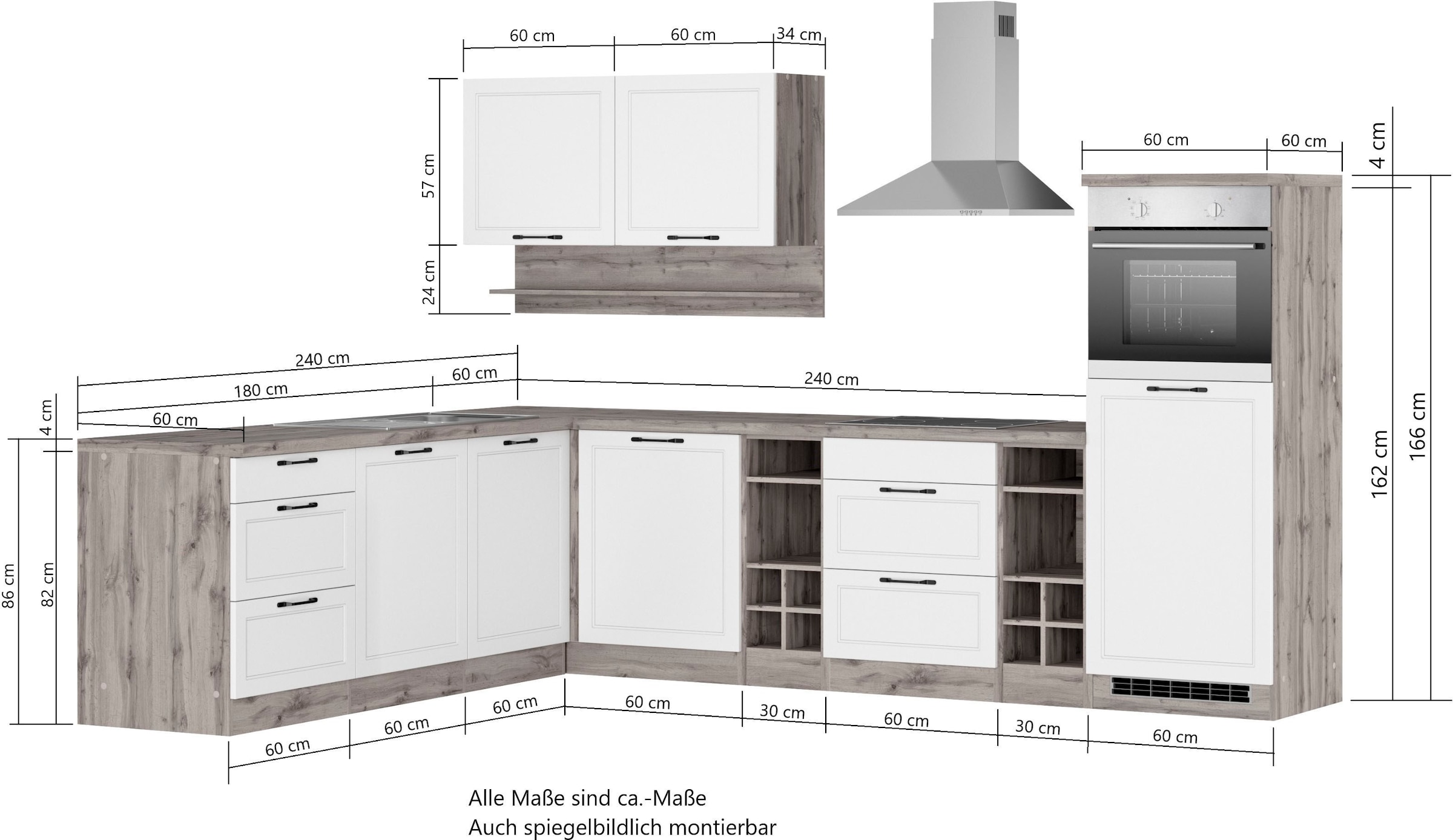KOCHSTATION »KS-Lana« Stellbreite 240/300 cm, wahlweise mit E-Geräten