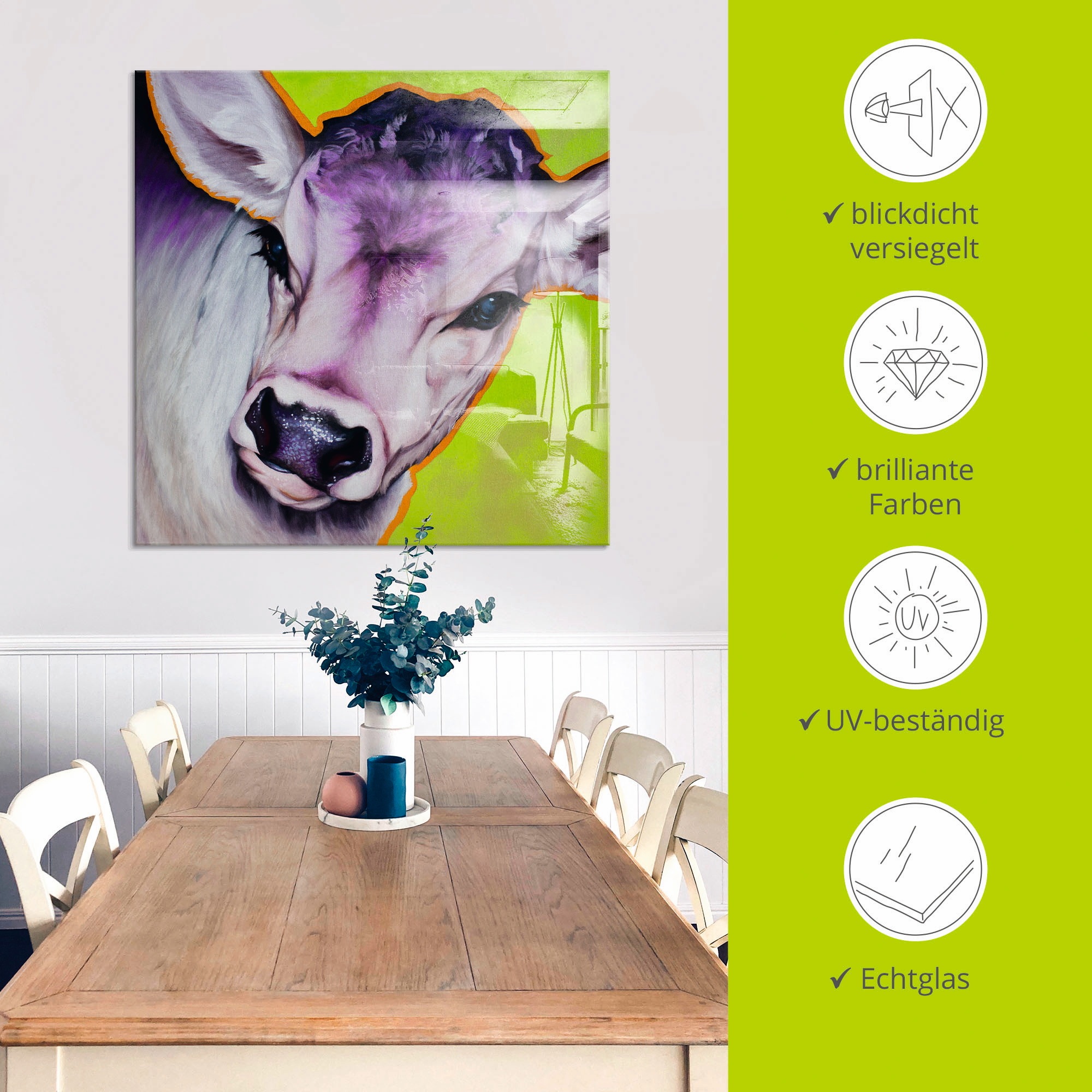Artland Glasbild »Kuh Pretty Betty«, Haustiere, (1 St.), in verschiedenen Grössen