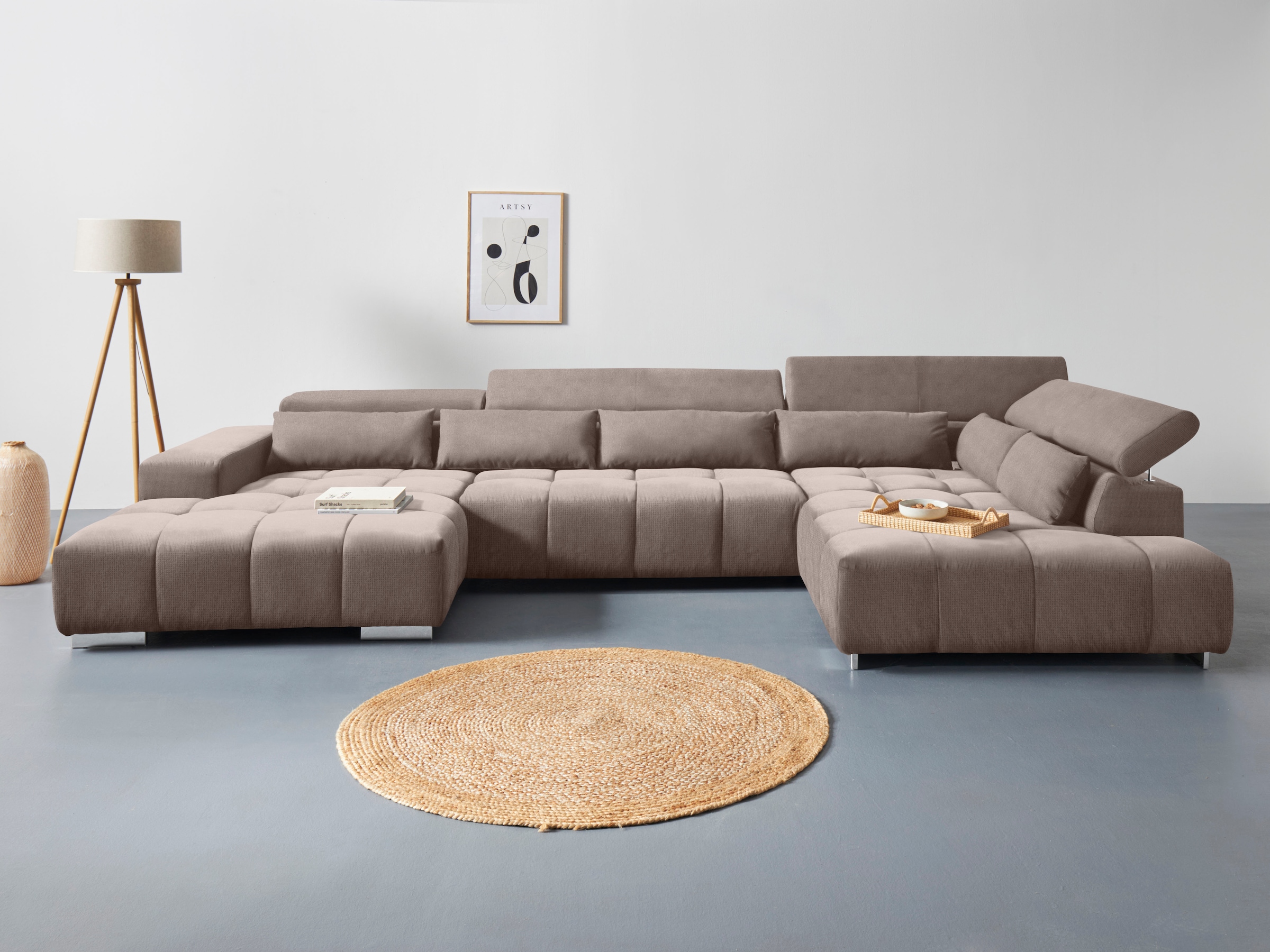 COTTA Wohnlandschaft »Orion U-Form«, inkl. Kopfteilverstellung und Nierenkissen