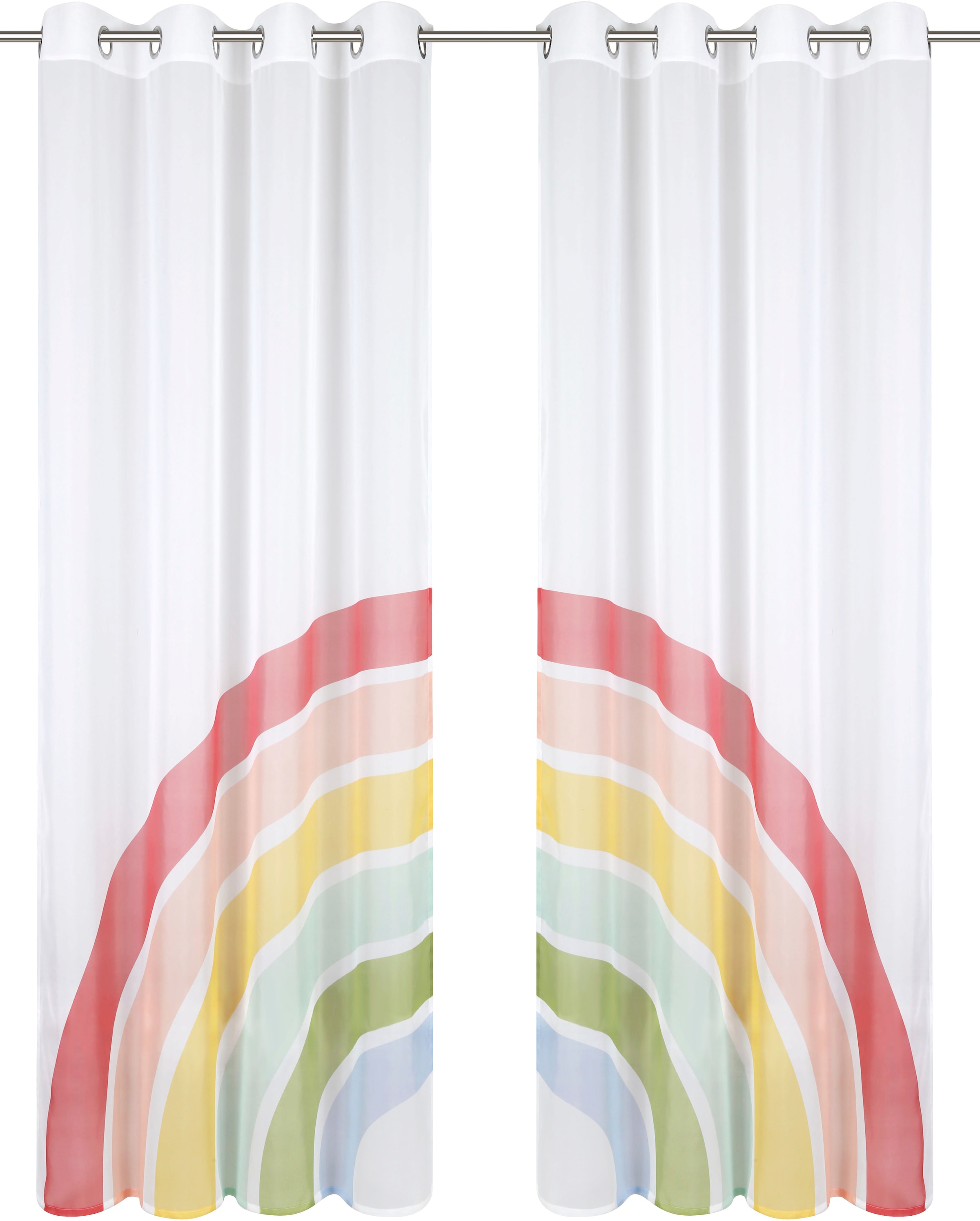 Lüttenhütt Gardine »Regenbogen«, (2 St.), Set transparent, Kindergardine,bedruckt, kaufen gewebt, 2-er