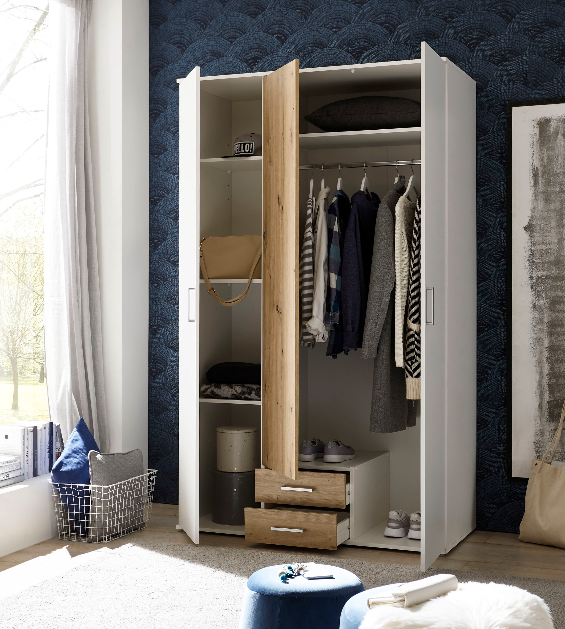 Schlafkontor Armoires à vêtements »Marburg Bestseller Schrank Garderobe mit Schubladen« Schlafzimmerschrank in Top Qualität , in 2 Breiten