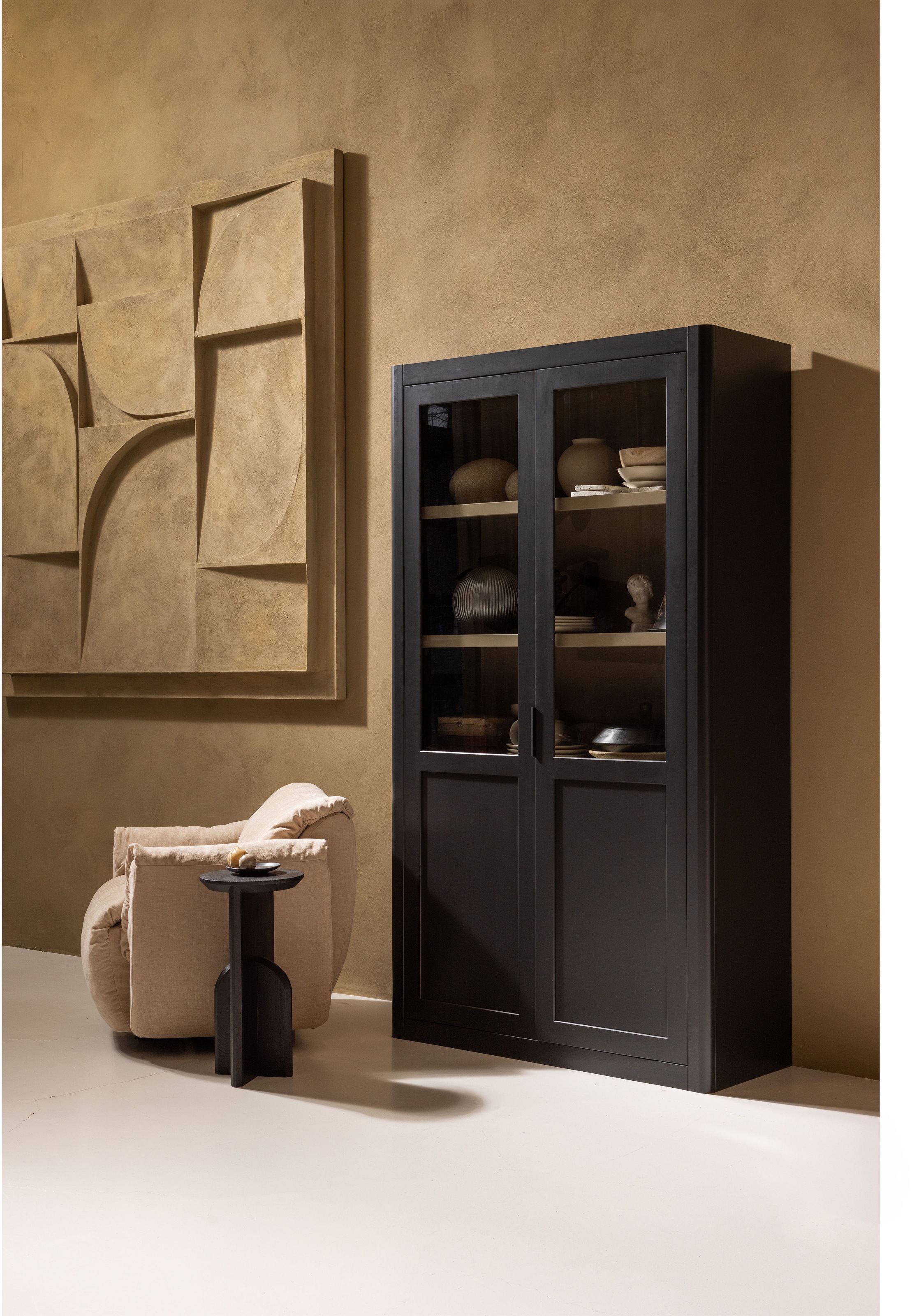 WOOOD Vitrine »Gunnar FSC®-Kiefernholz mit Glasstüren H 217 x B 120 x T 48 cm« Tragkraft 150 kg gesamt, Pfleigleicht, wasserbasierter Schutzlack