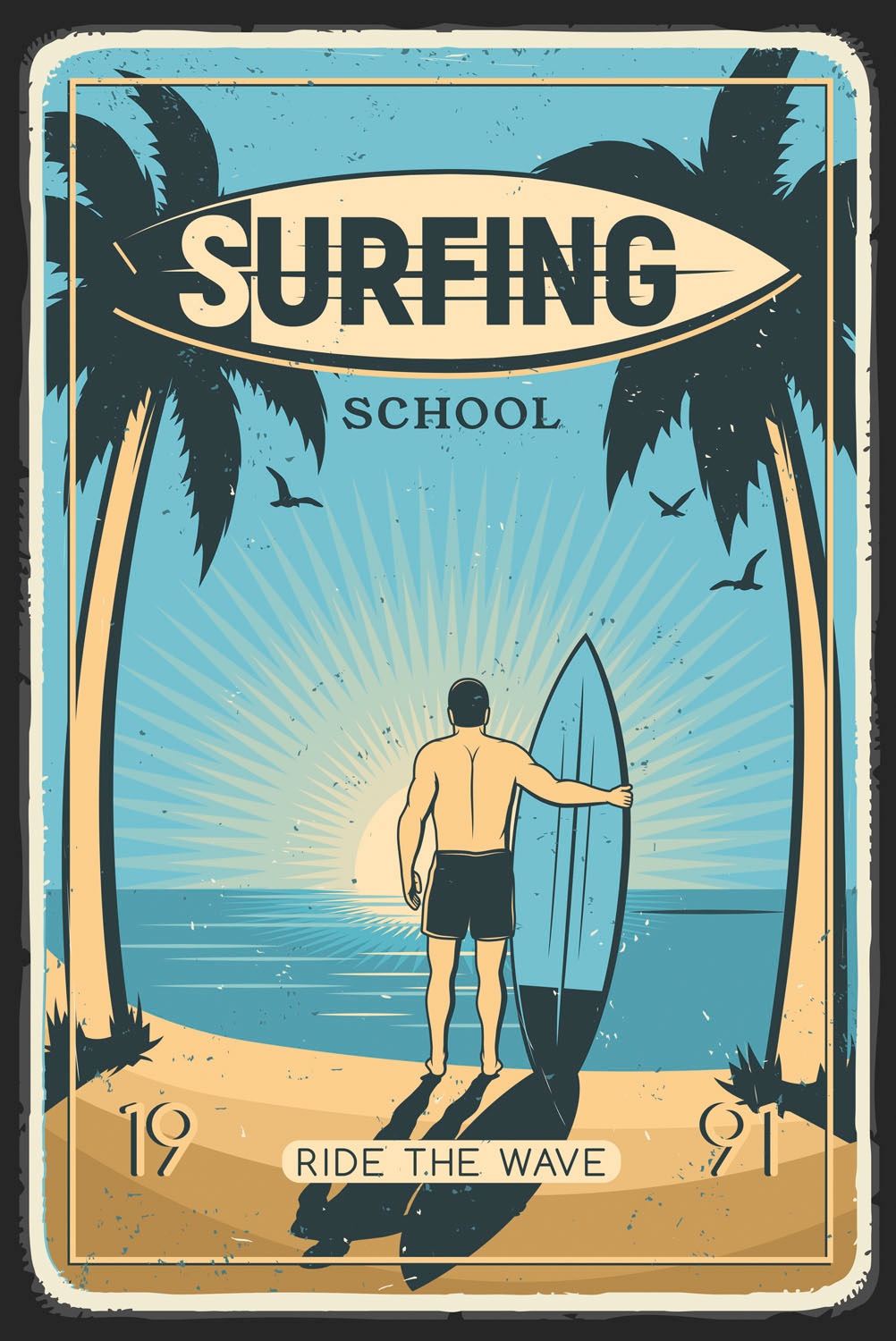 queence Tableau métallique »Surfing School« Lettrage | Lettrages | Mer | Plage 1 cuis tlg. Stahlschilder