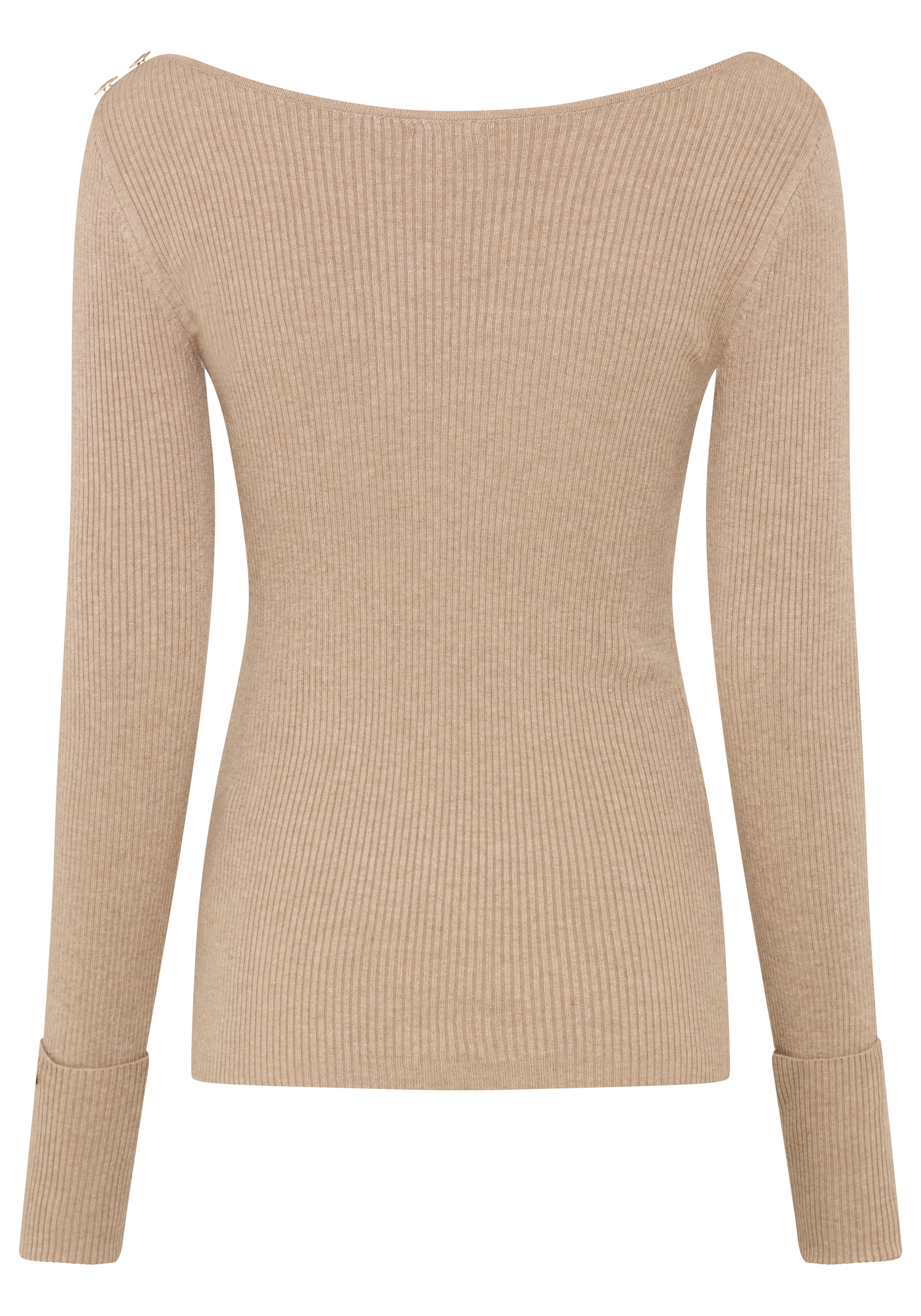 Bruno Banani Pull en tricot en tricot côtelé, coupe ajustée, avec revers et bouton
