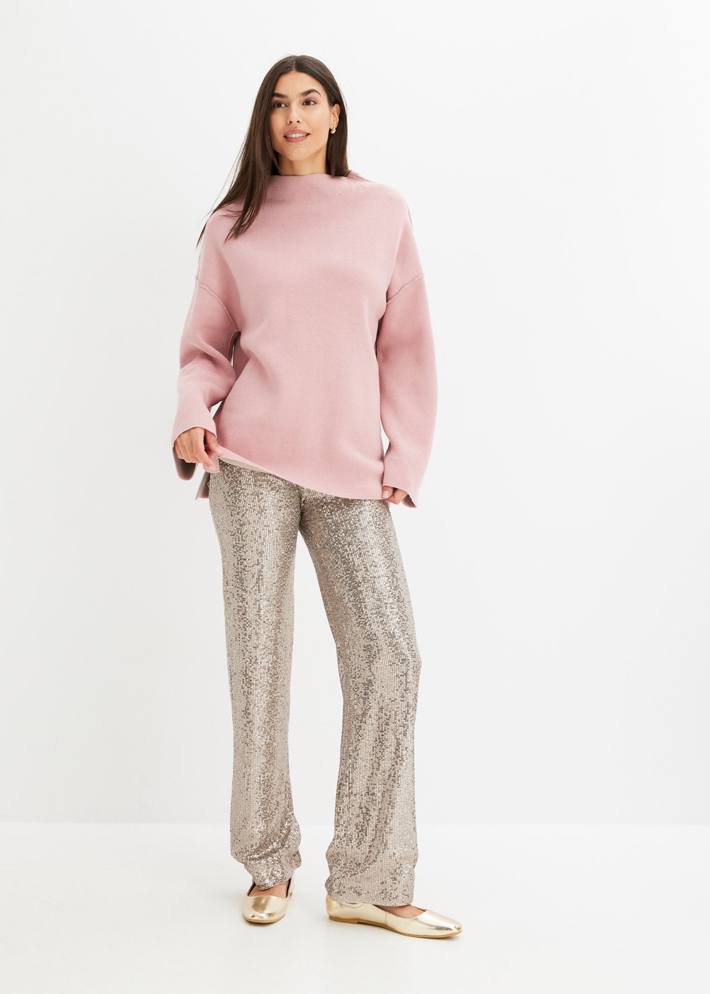 bonprix Pull en tricot »Wende-Pullover aus Feinstrick« aus Feinstrick, mit Stehkragen, Wende-Pullover, Oversize-Passform