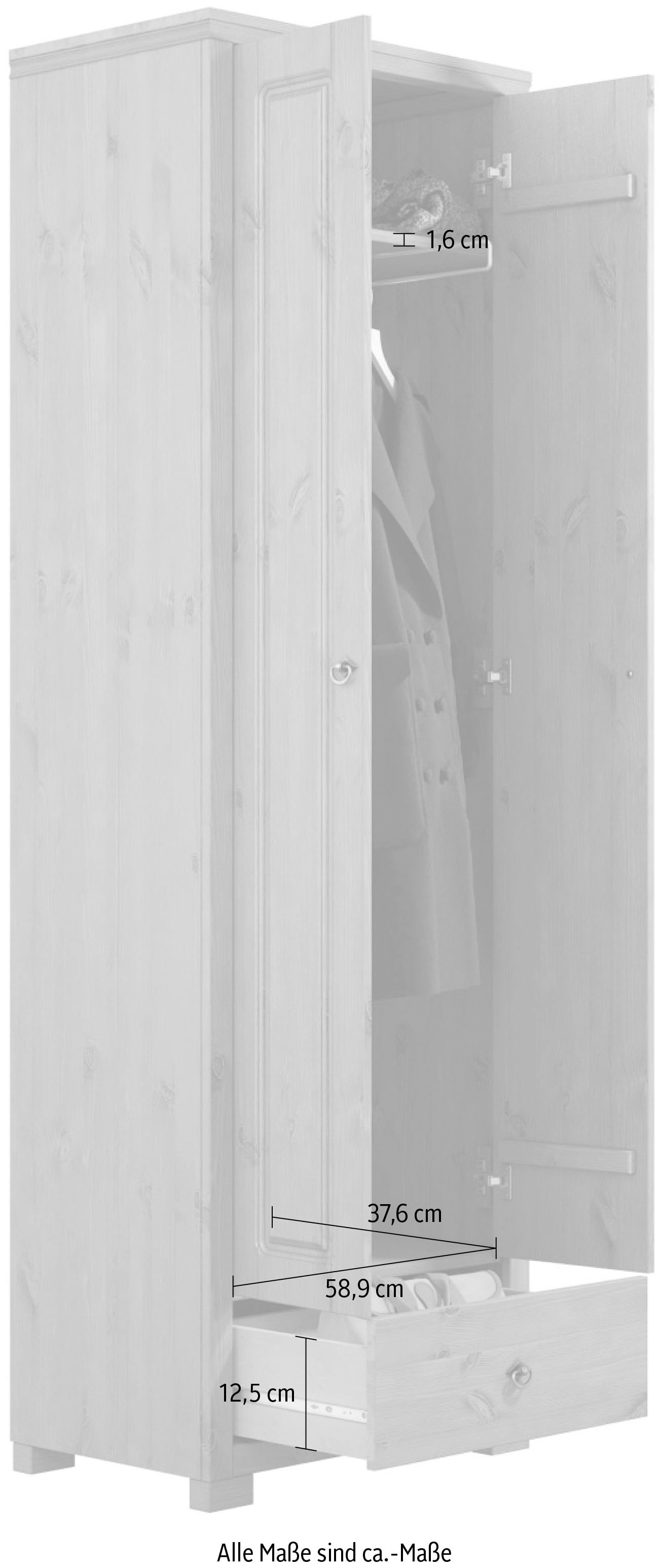 Home affaire Armoire vestiaire »Gotland, Drehtürenschrank, Garderobe« aus massiver Kiefer, FSC®-zertifiziert, Höhe 193 cm