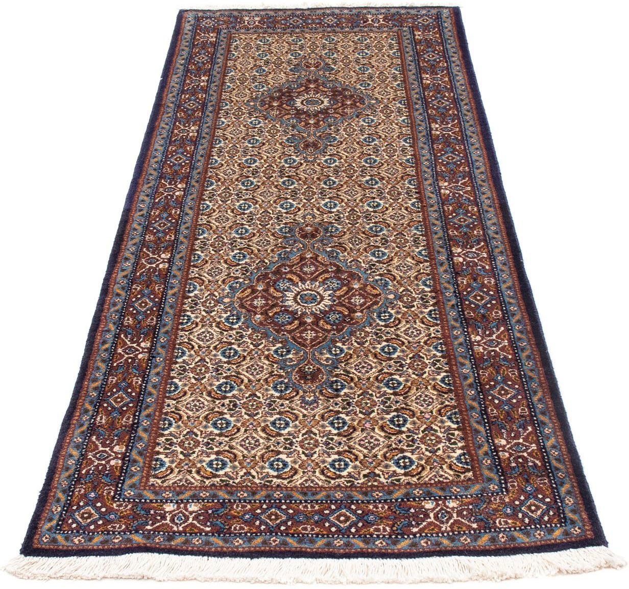 Image of morgenland Hochflor-Läufer »Moud Medaillon Beige 194 x 81 cm«, rechteckig, 1 mm Höhe, Handgeknüpft bei Ackermann Versand Schweiz