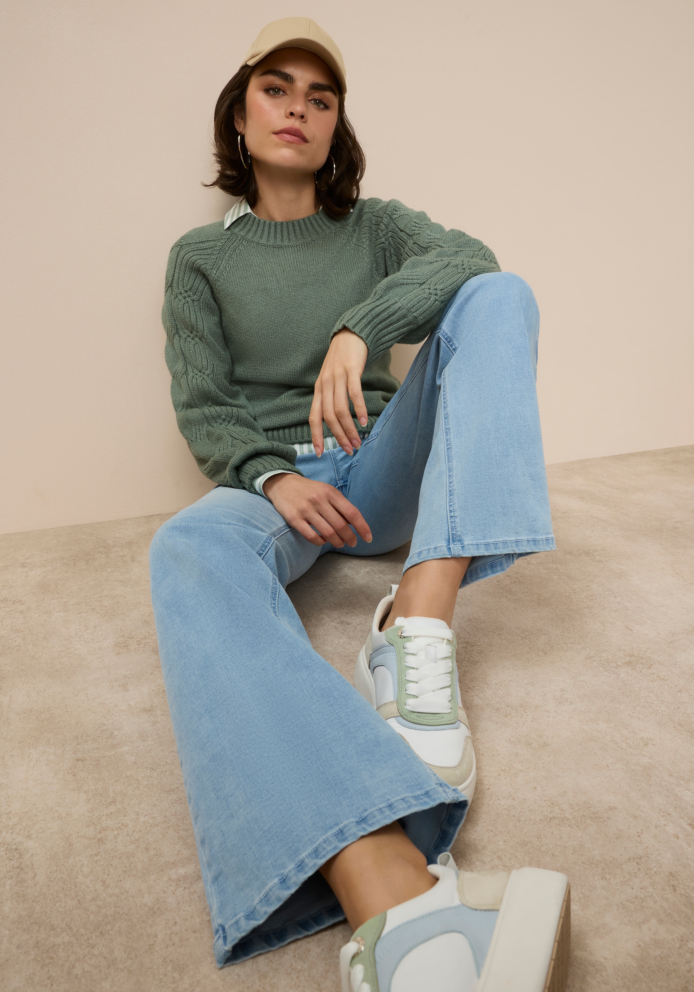 Tamaris Pull en tricot mit Rundhals-Ausschnitt und Zopfmuster