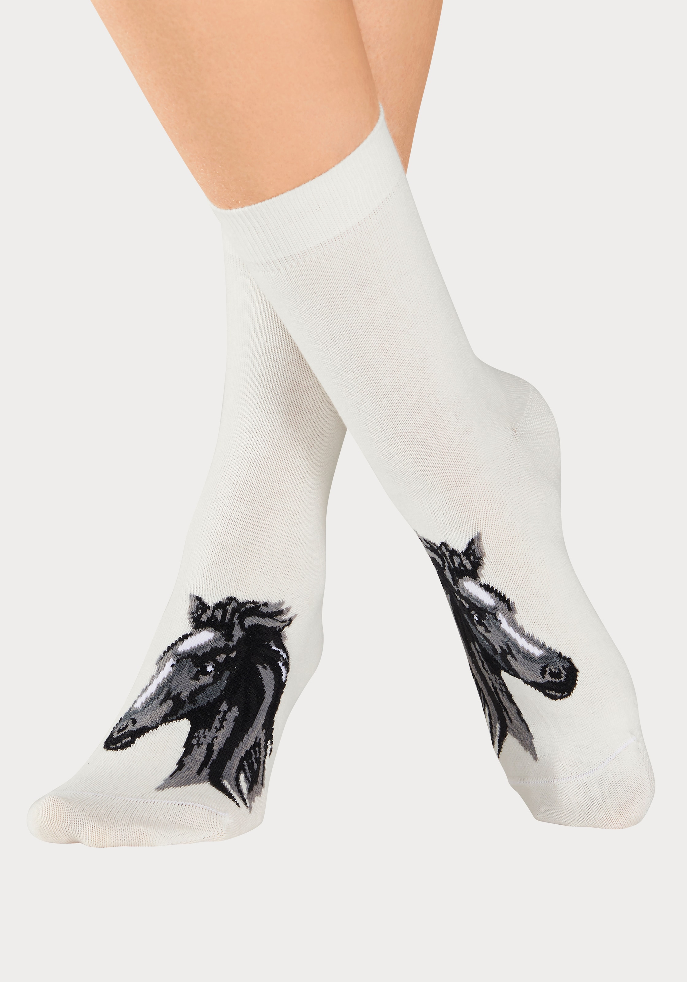 H.I.S Socken, (5 versandkostenfrei Paar), Pferdemotiven mit auf verschiedenen