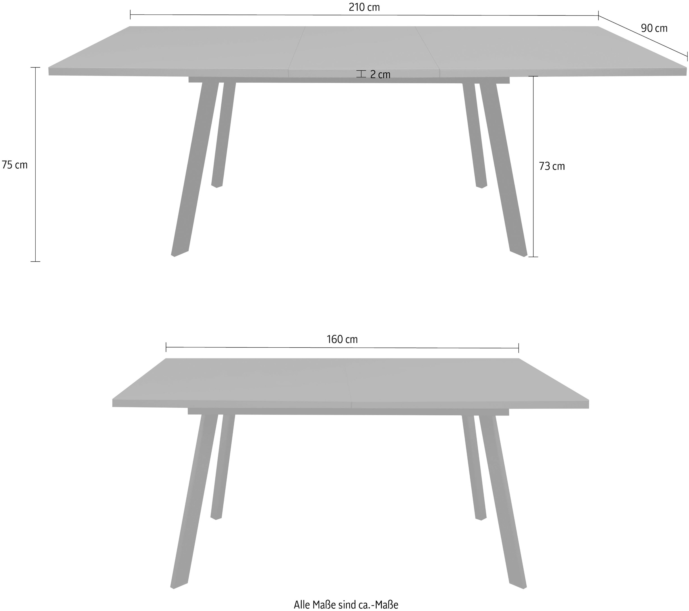 Mäusbacher Esstisch »Imola TOPSELLER!«, (OTTOs Choice Tisch), Mäusbacher Esstisch, Breite 160 cm, mit Glasoberplatte, 4 Metallfüsse