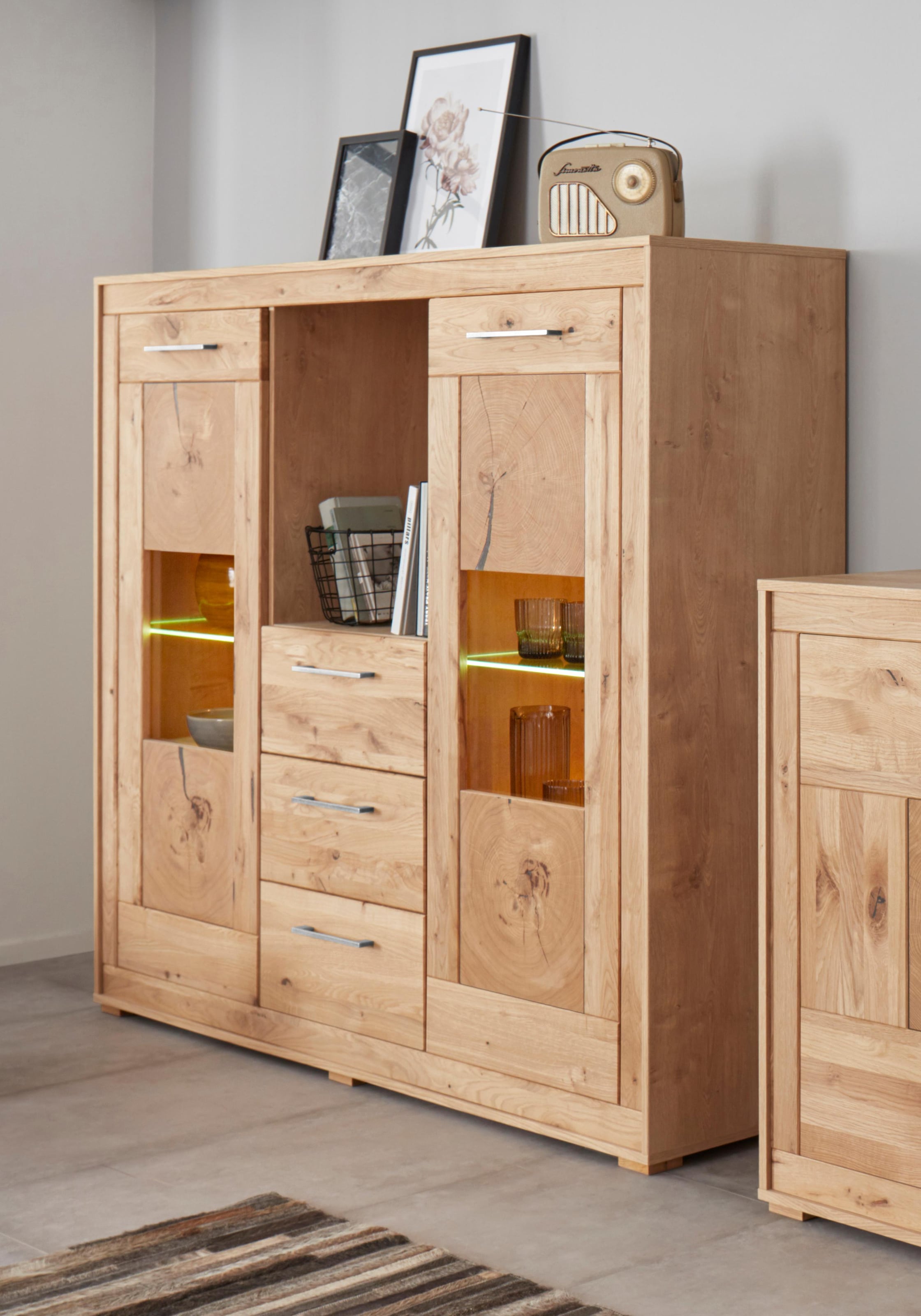 Image of VOGL Möbelfabrik Highboard Breite 154 cm, Teilmassivholz, Made in Germany