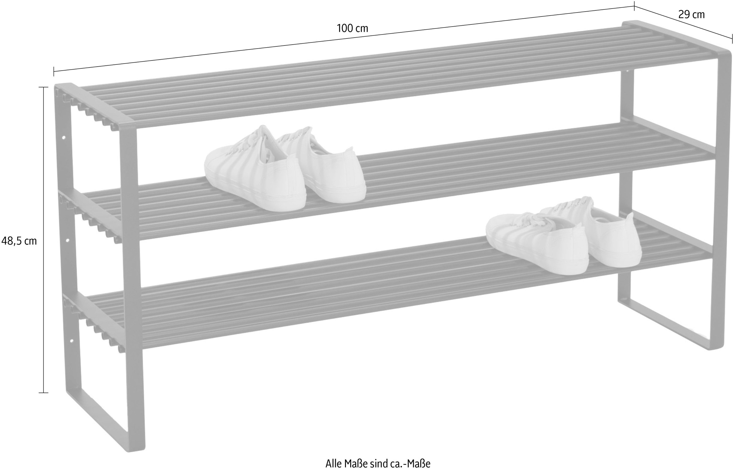 Spinder Design Étagère à chaussures »REX SR 2« 1 cuis tlg. Étagère en acier, largeur au choix 70 cm ou 100 cm