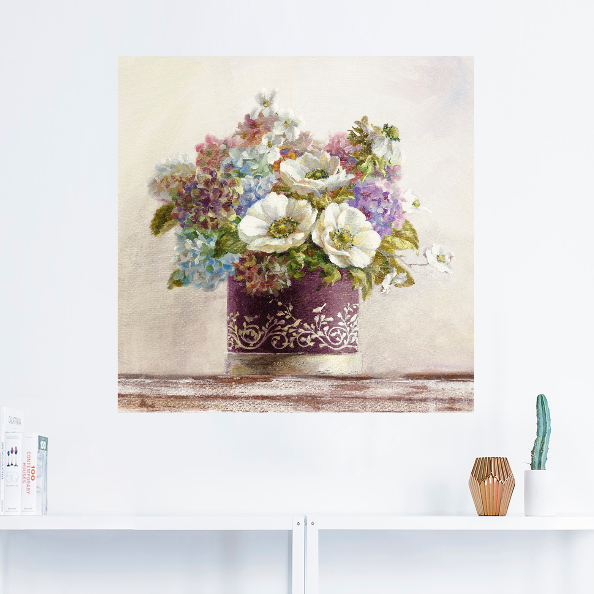 Artland Wandbild »Anemonen in Auberginer Hutschachtel«, Blumen, (1 St.), als Leinwandbild, Poster, Wandaufkleber in verschied. Grössen
