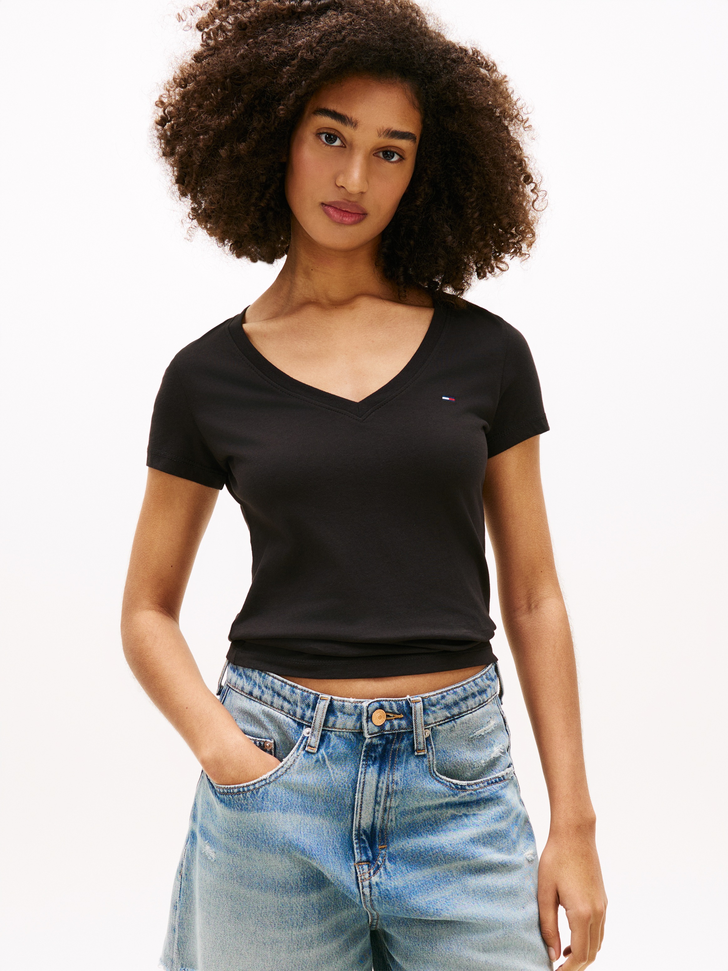 Image of Tommy Jeans Kurzarmshirt "TJW 3PACK V-NECK TEE" Packung, 3er-Pack, 3 mit V-Ausschnitt, Logostickerei