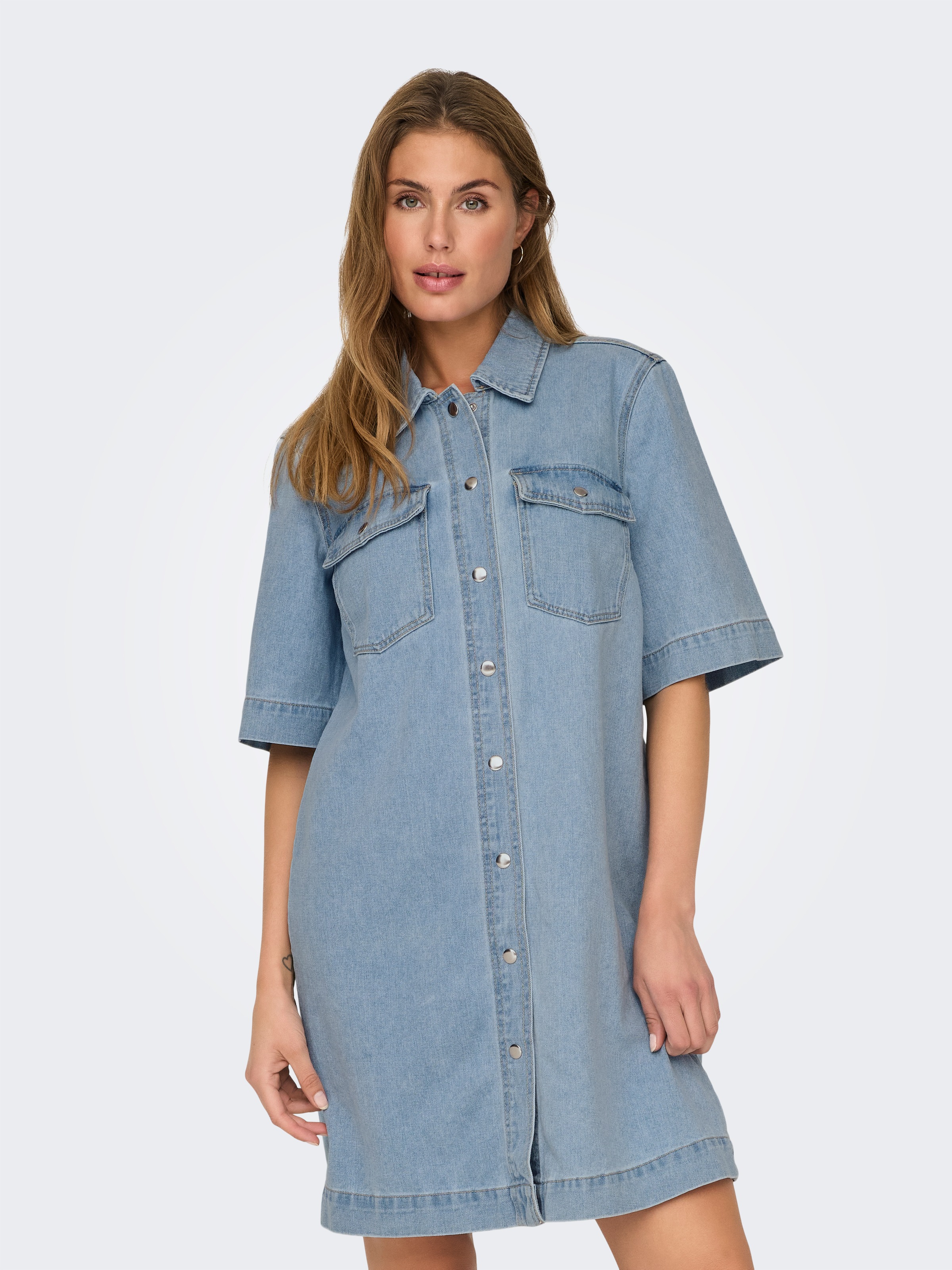 Image of ONLY Jeanskleid "ONLBELLE S/S BUTTON DRESS DNM GUA NOOS" Brusttaschen