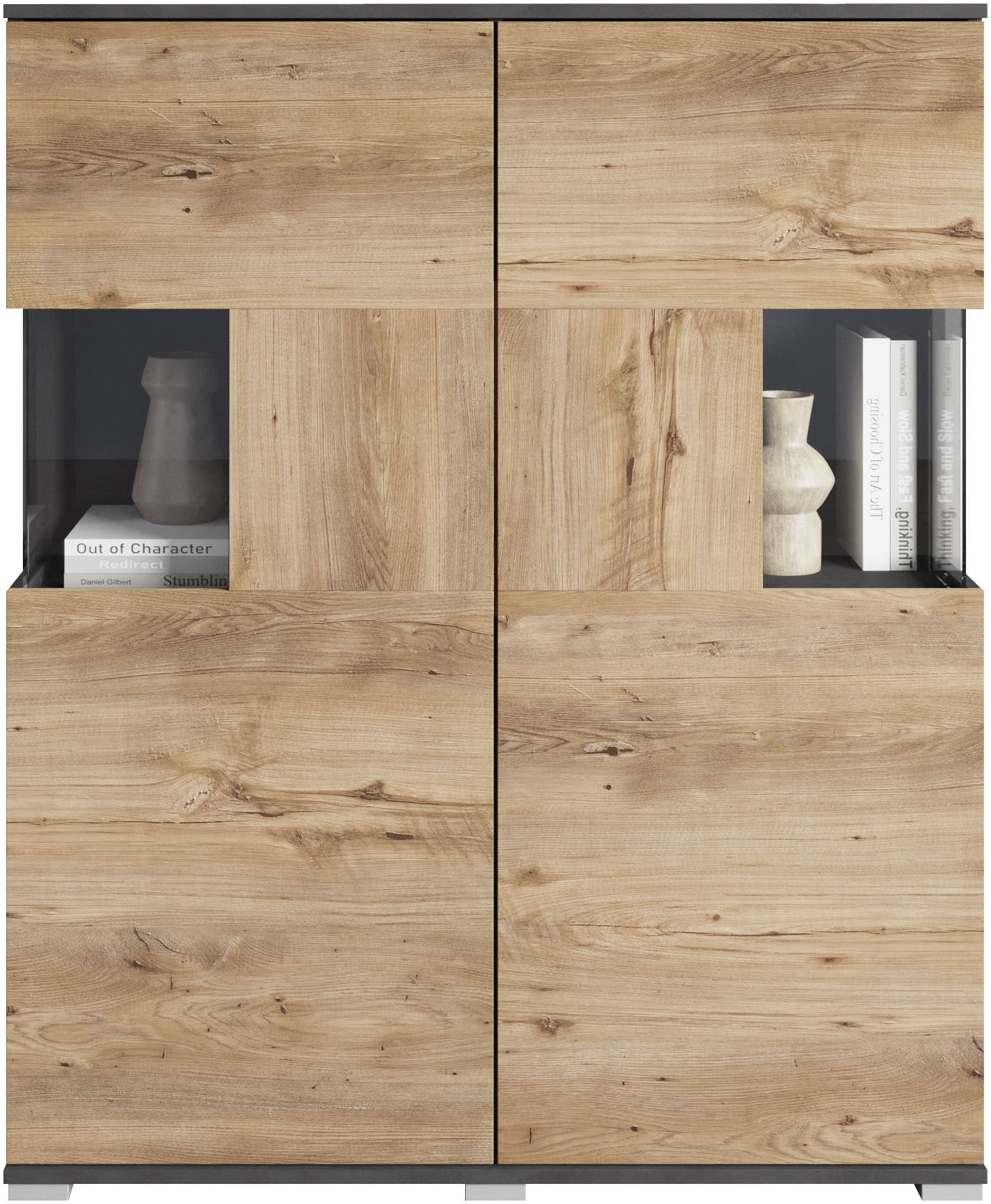 GOODproduct Highboard »Kenia« 1 Stk. tlg. Modernes Highboard mit Glastüren, Breite 100 cm