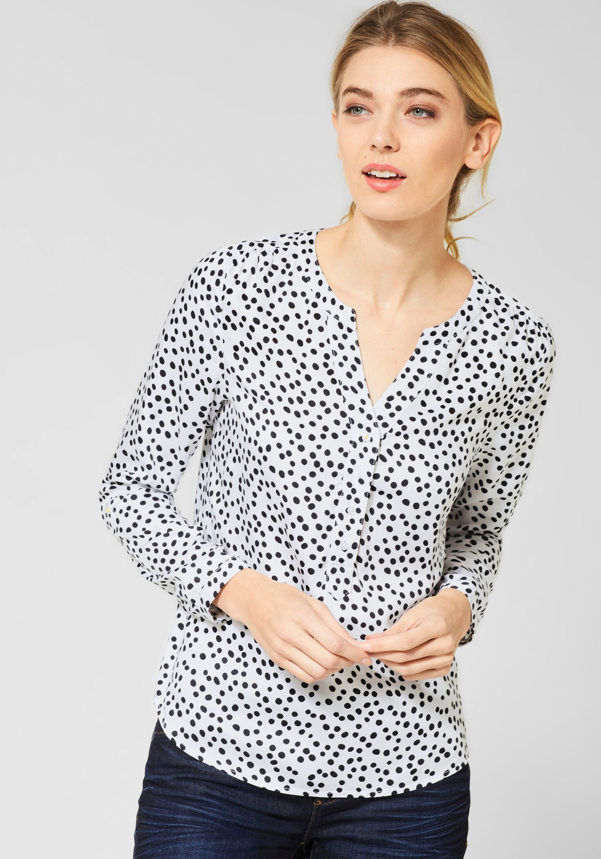 Image of STREET ONE Tunika »Bamika«, mit Krempelärmeln und Punktemuster bei Ackermann Versand Schweiz