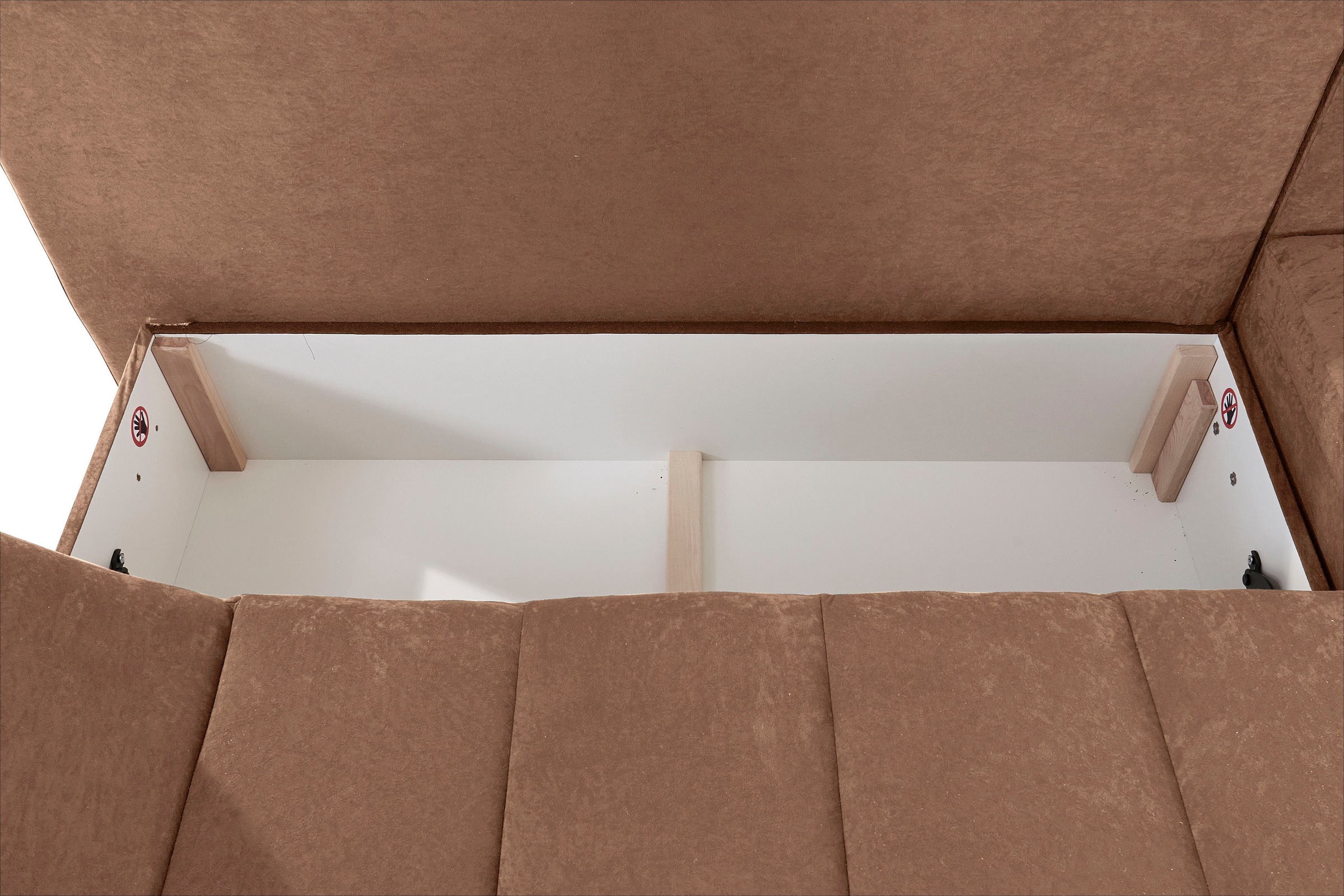 INOSIGN Ecksofa »Imola, elegant und modern, aktuelle Steppung im Sitz, bequem, L-Form«, frei im Raum stellbar, wahlweise mit Bettfunktion und Bettkasten