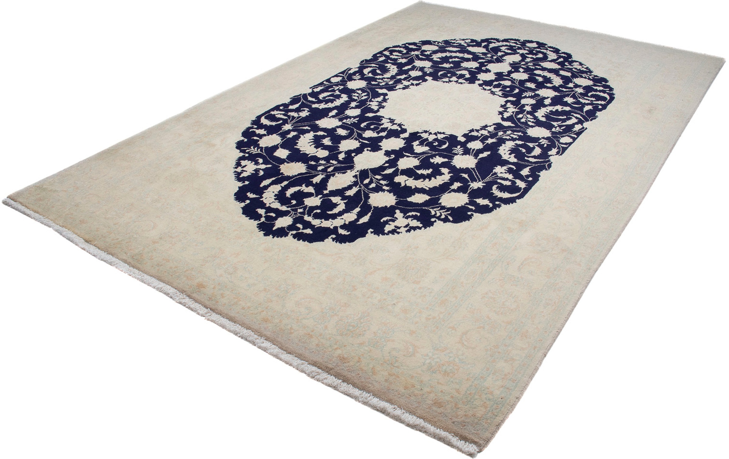 Image of morgenland Orientteppich »Perser - Nain - 300 x 197 cm - dunkelblau«, rechteckig, 10 mm Höhe, Wohnzimmer, Handgeknüpft, Einzelstück mit Zertifikat bei Ackermann Versand Schweiz