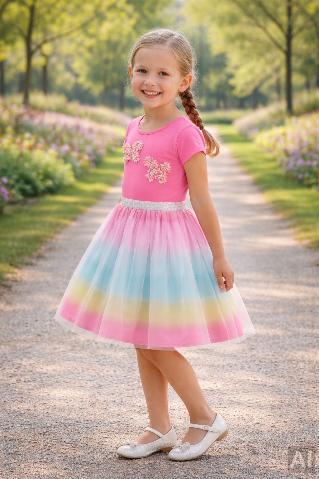 happy girls Robe en jersey mit tollem Tüllrock und hochwertig applizierten Schmetterlingen