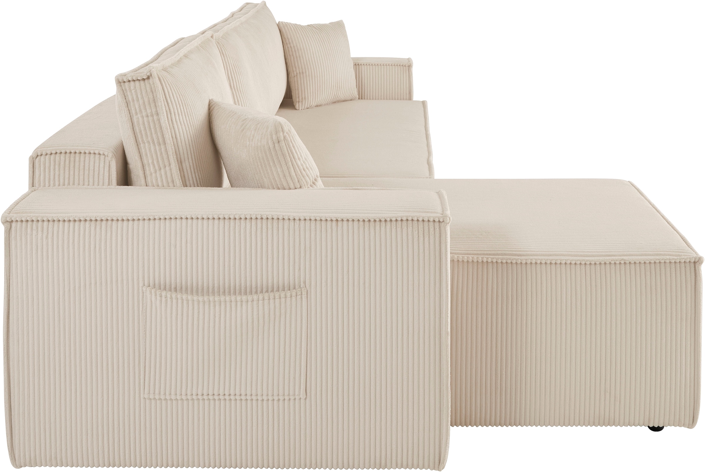 GOODproduct Canapé d'angle »CASSI L-Form, 241cm - OTTO. Verlässliche Qualität.« Schlaffunktion (133/200), Boxspring, Bettkasten, Cord, Unser Tiefpreis