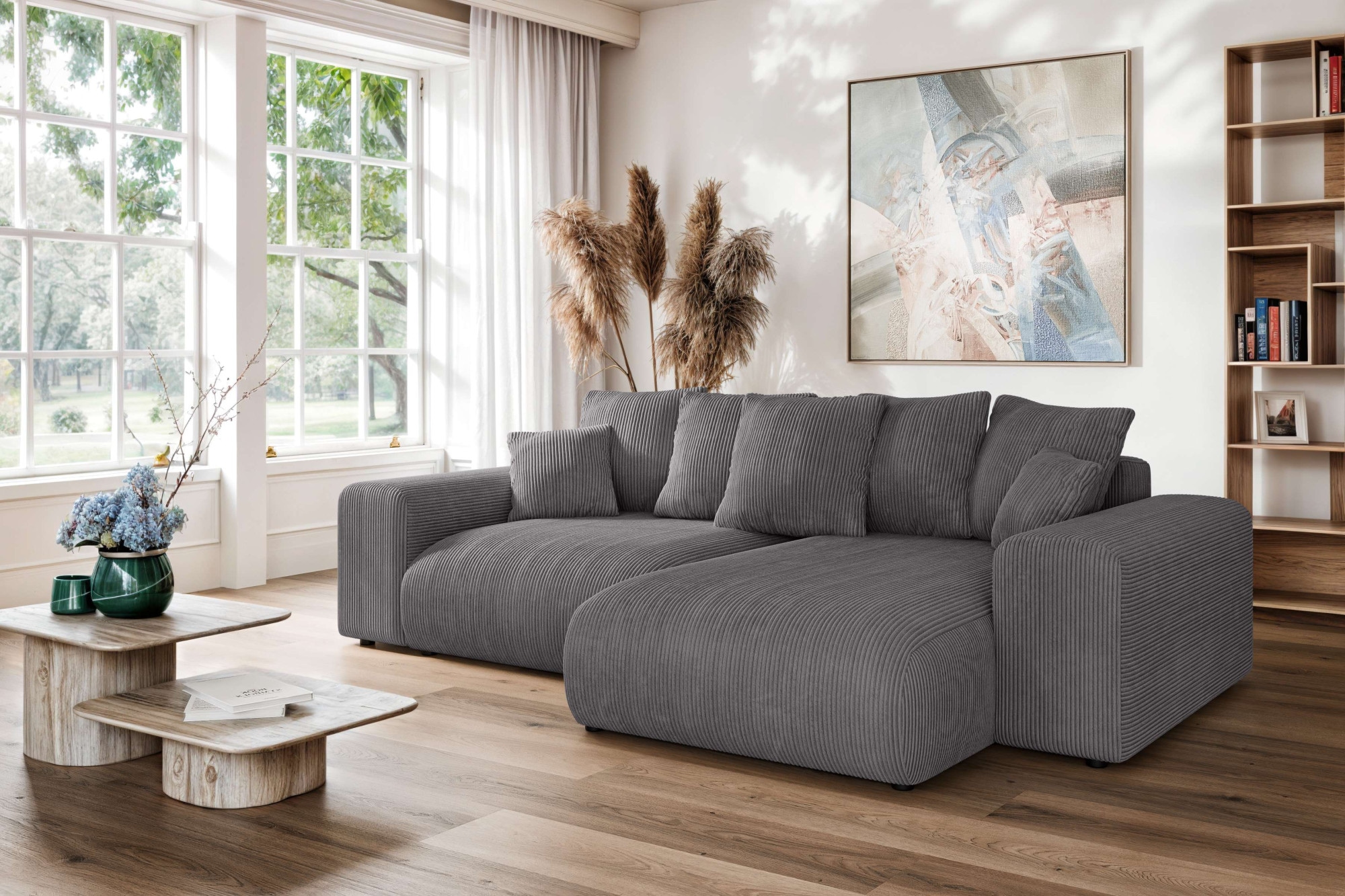 Image of Home affaire Ecksofa "LAKESIDE klein mit Bettfunktion und Bettkasten, B/T/H 235/142/84 cm" L-Form, Recamiere beidseitig montierbar, mit Wellenunterfederung