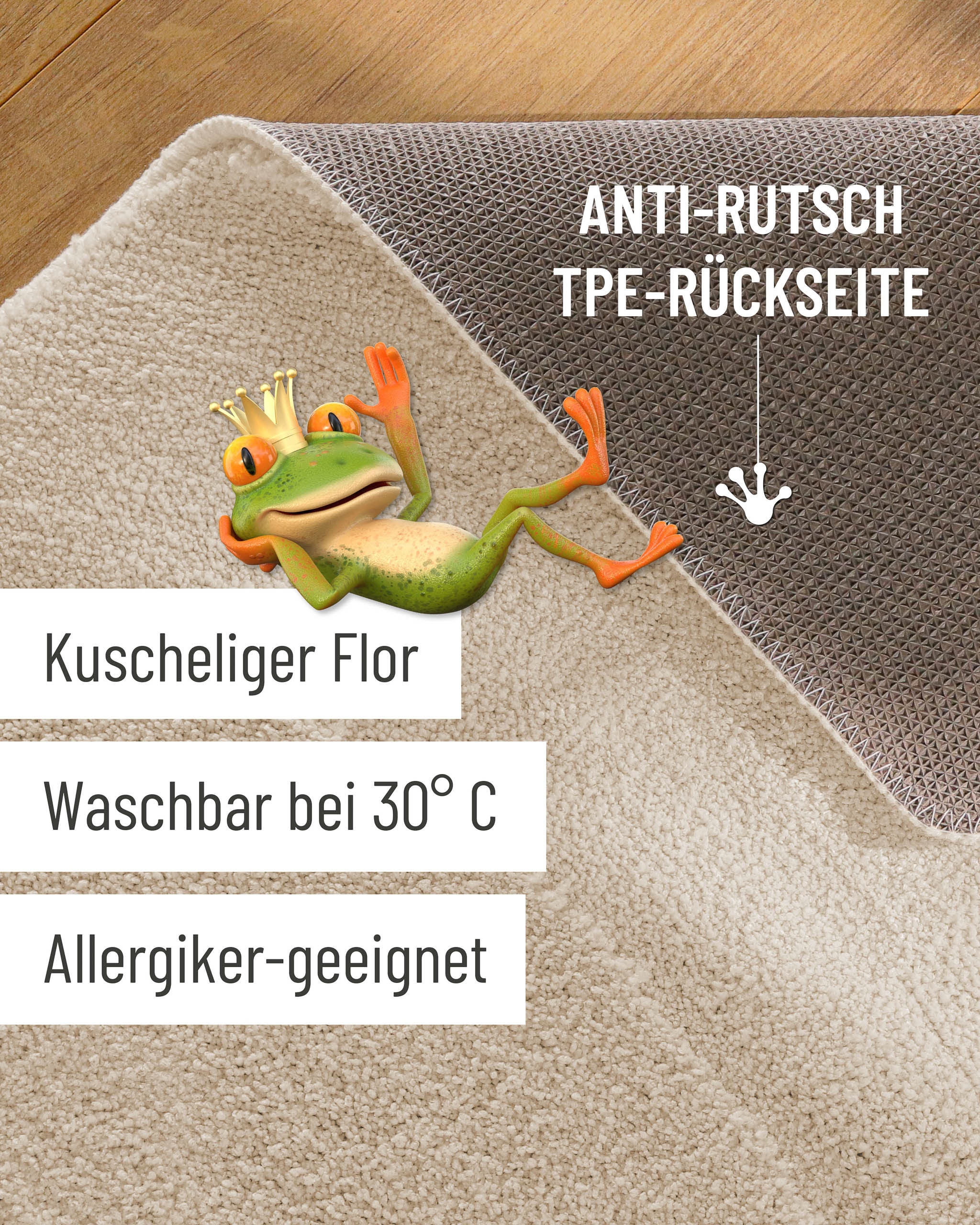 Wecon home Tapis de bain »Marc« Höhe 25 mm revêtement antidérapant Séchage rapide Tapis de bain, lignes en relief, doux, antidérapant, lavable, touffeté