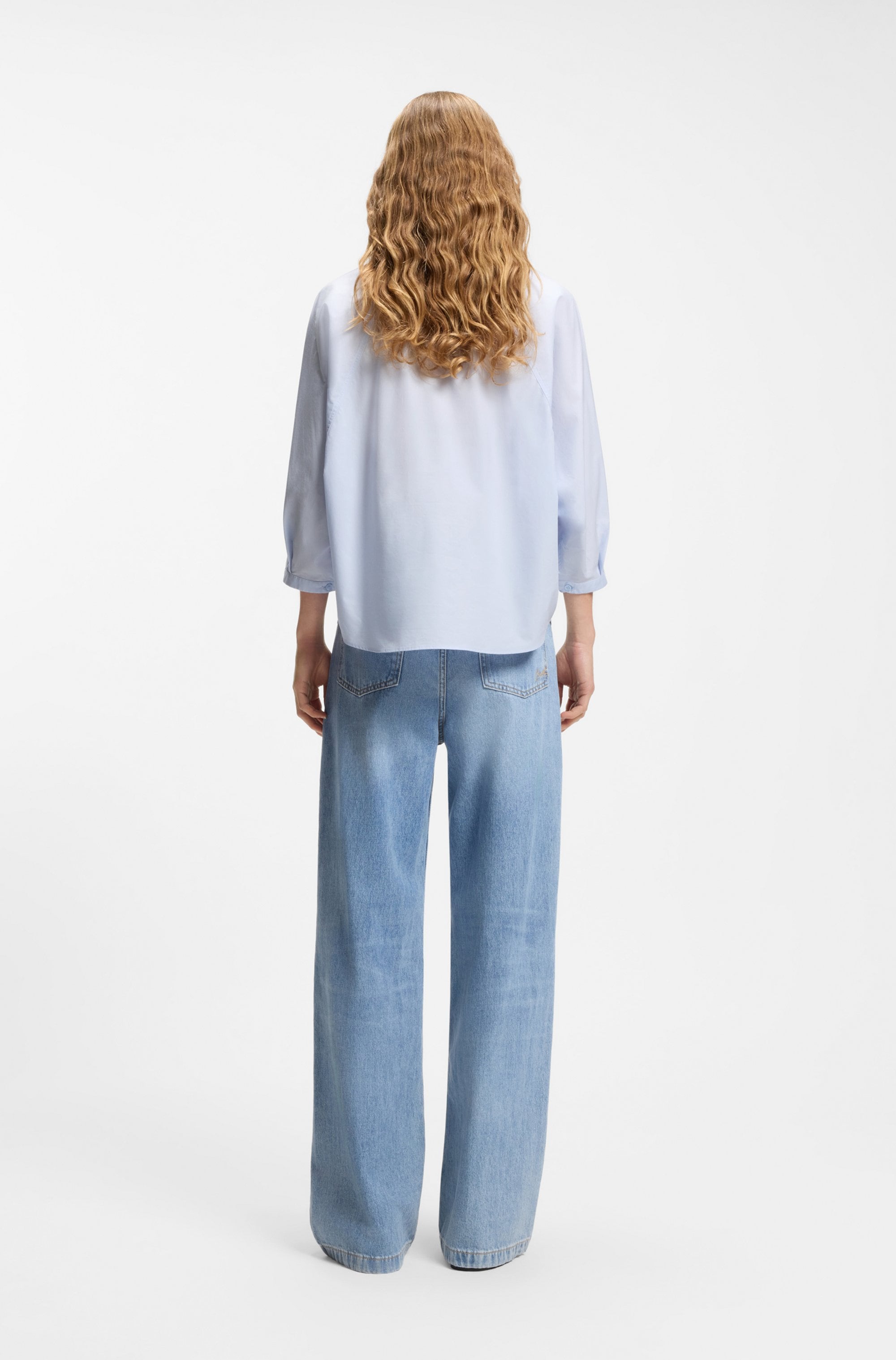 BOSS ORANGE Blouse chemise »Belenta Premium Damenmode« aus Baumwoll-Popeline, mit Kimonoärmeln