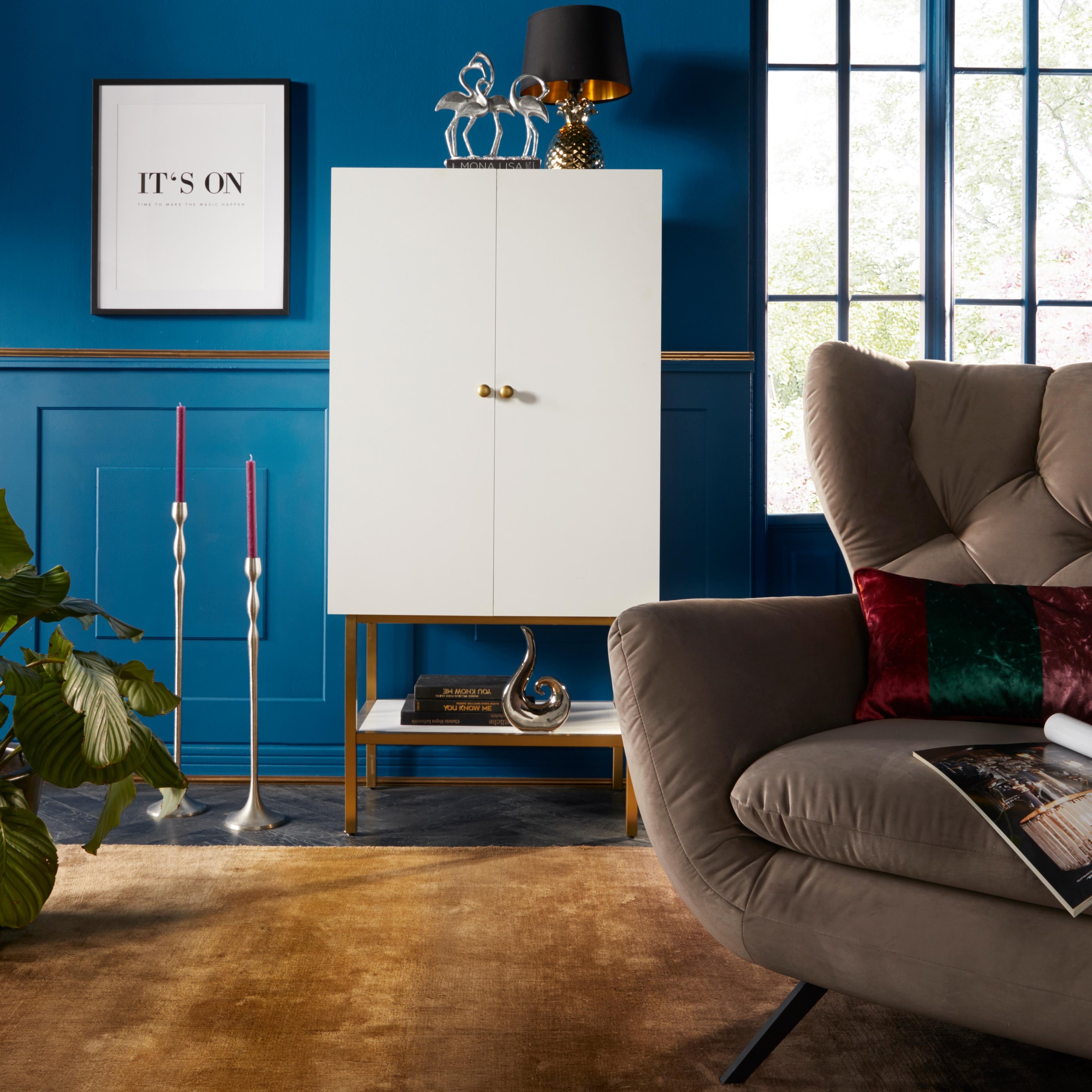 queence Bild »It´s on« Motivationsbilder | Schriftzug | Schwarz-Weiss HD Premium Poster-Druck inkl. Holzrahmen