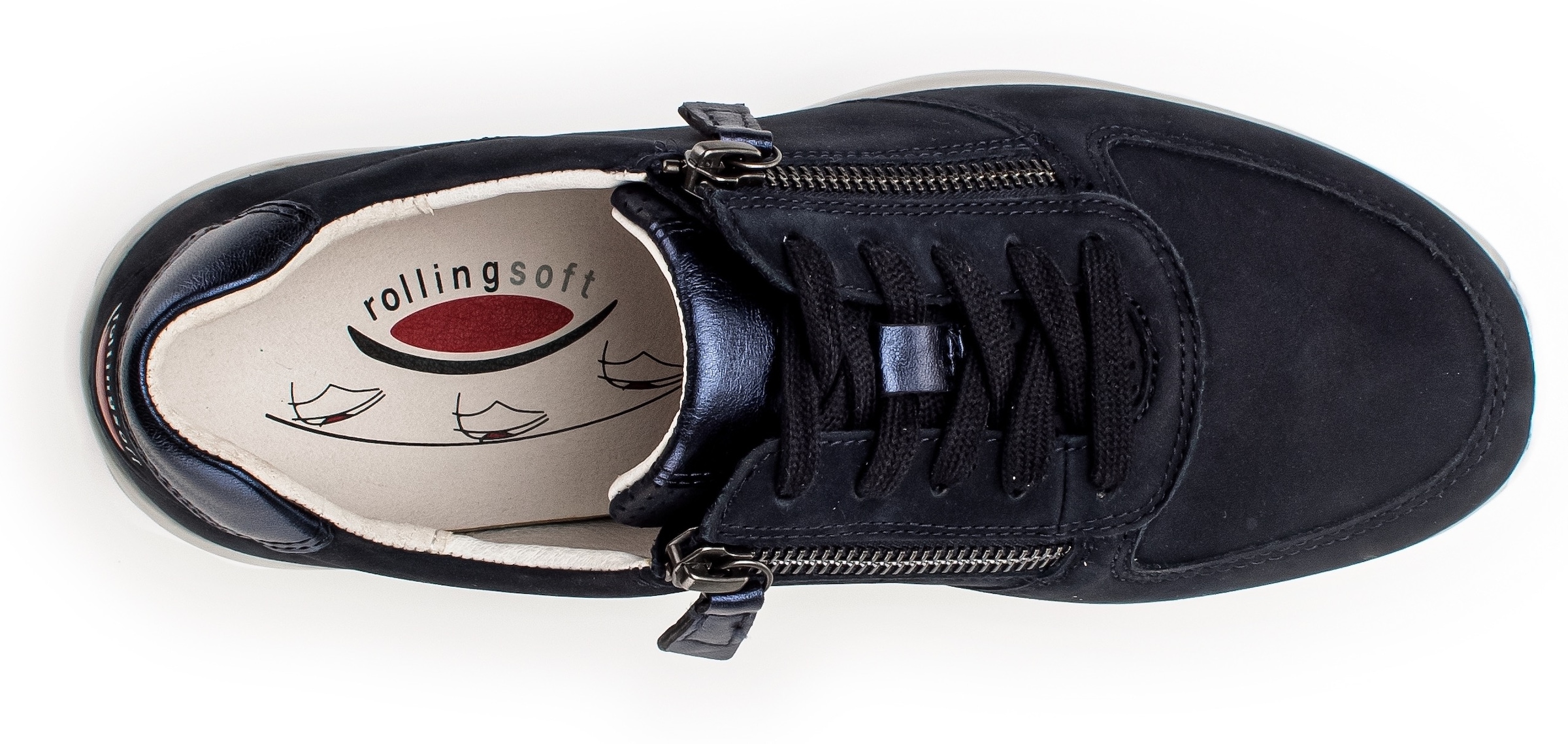 Gabor Rollingsoft Keilsneaker, Freizeitschuh, Halbschuh, Schnürschuh mit OPTIFIT-Wechselfussbett