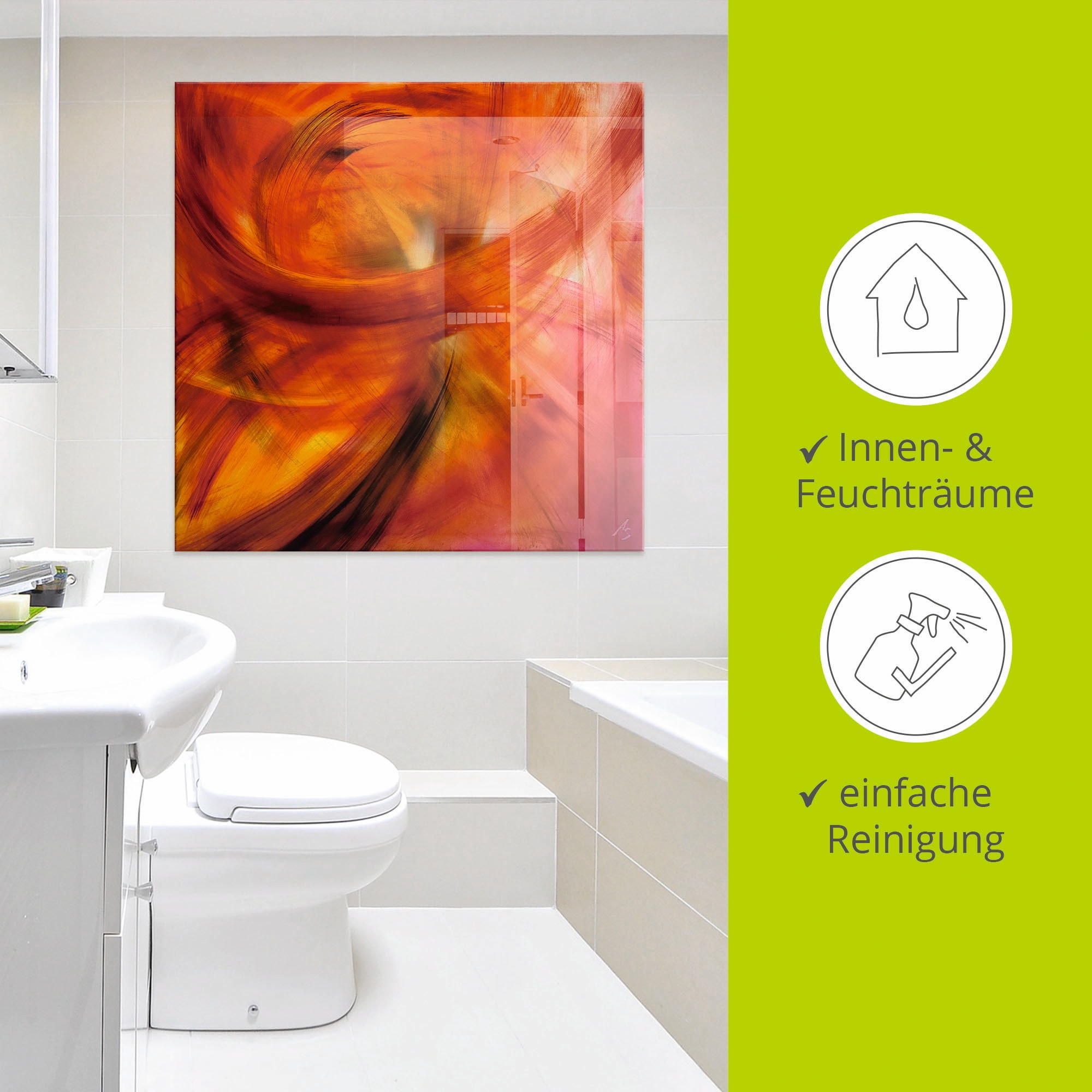Artland Glasbild »Roter Lichtertanz«, Gegenstandslos, (1 St.), in verschiedenen Grössen