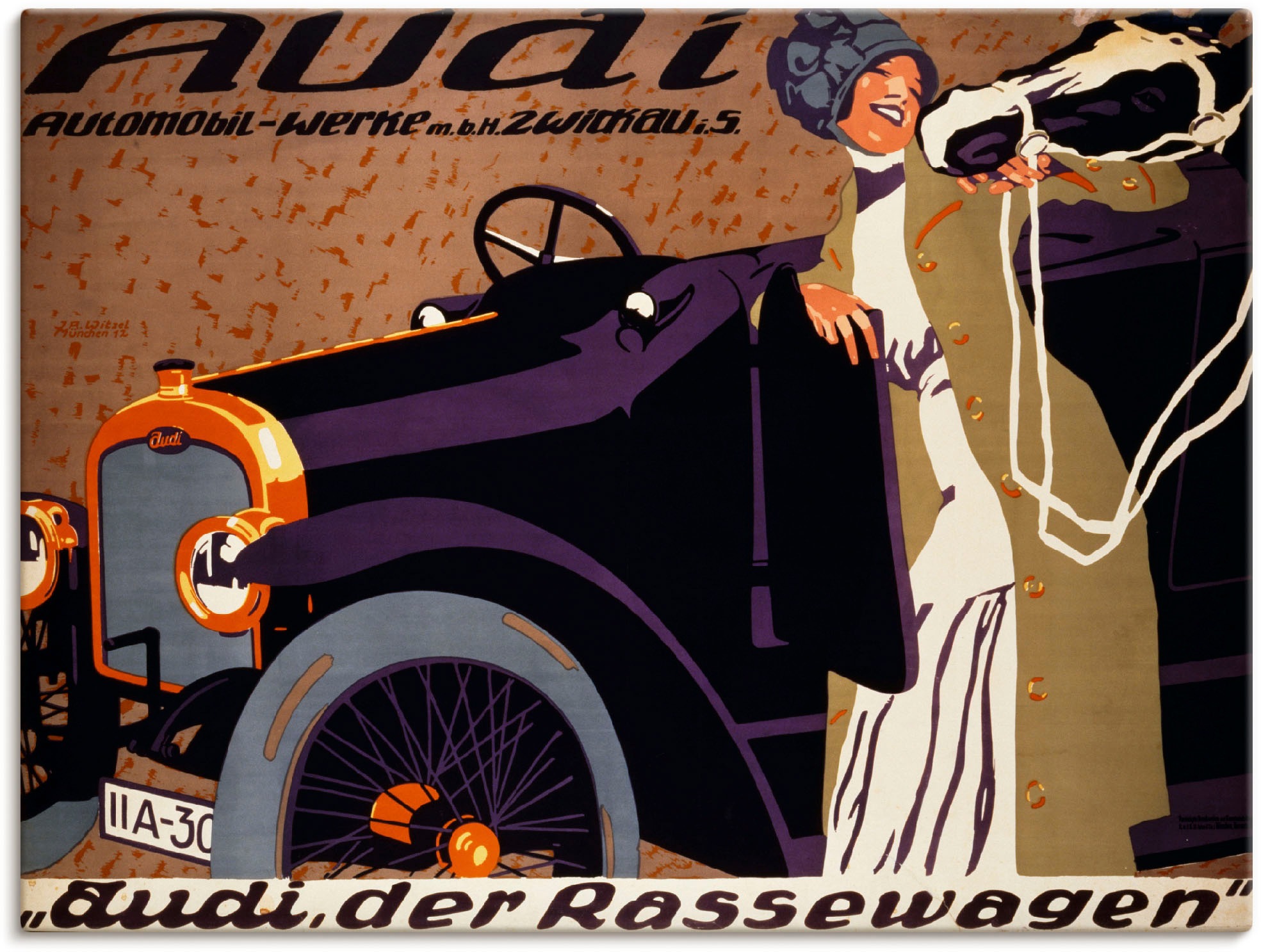 Image of Artland Wandbild »Audi. 1912«, Auto, (1 St.), in vielen Grössen & Produktarten -Leinwandbild, Poster, Wandaufkleber / Wandtattoo auch für Badezimmer geeignet bei Ackermann Versand Schweiz