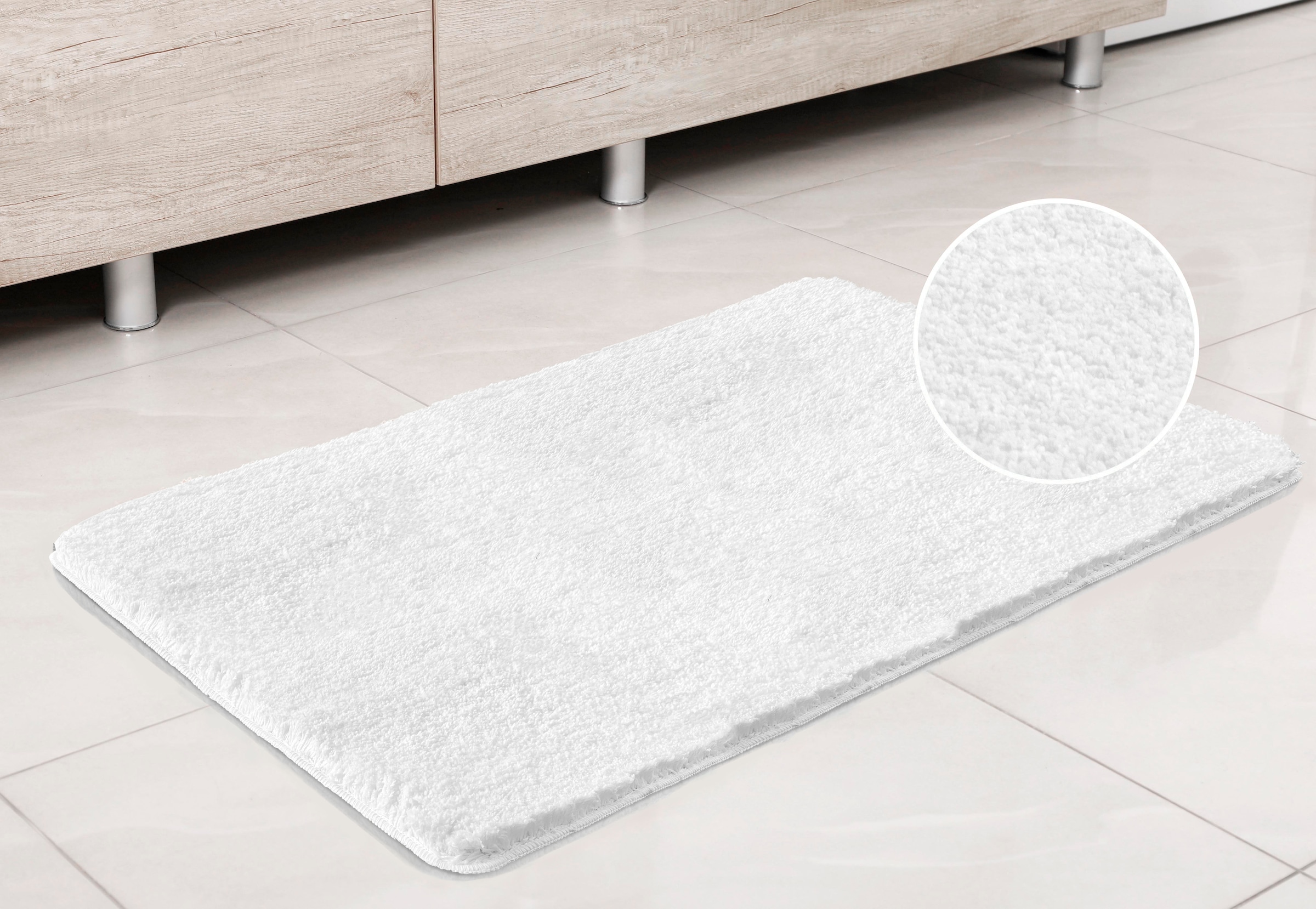 my home Badematte »Sanremo, Badvorleger, Badezimmer Teppich, sehr weich«, rutschhemmend beschichtet, fussbodenheizungsgeeignet-schnell trocknend, Badteppich, unifarben, rechteckig, rund & als 3-tlg. Set erhältlich