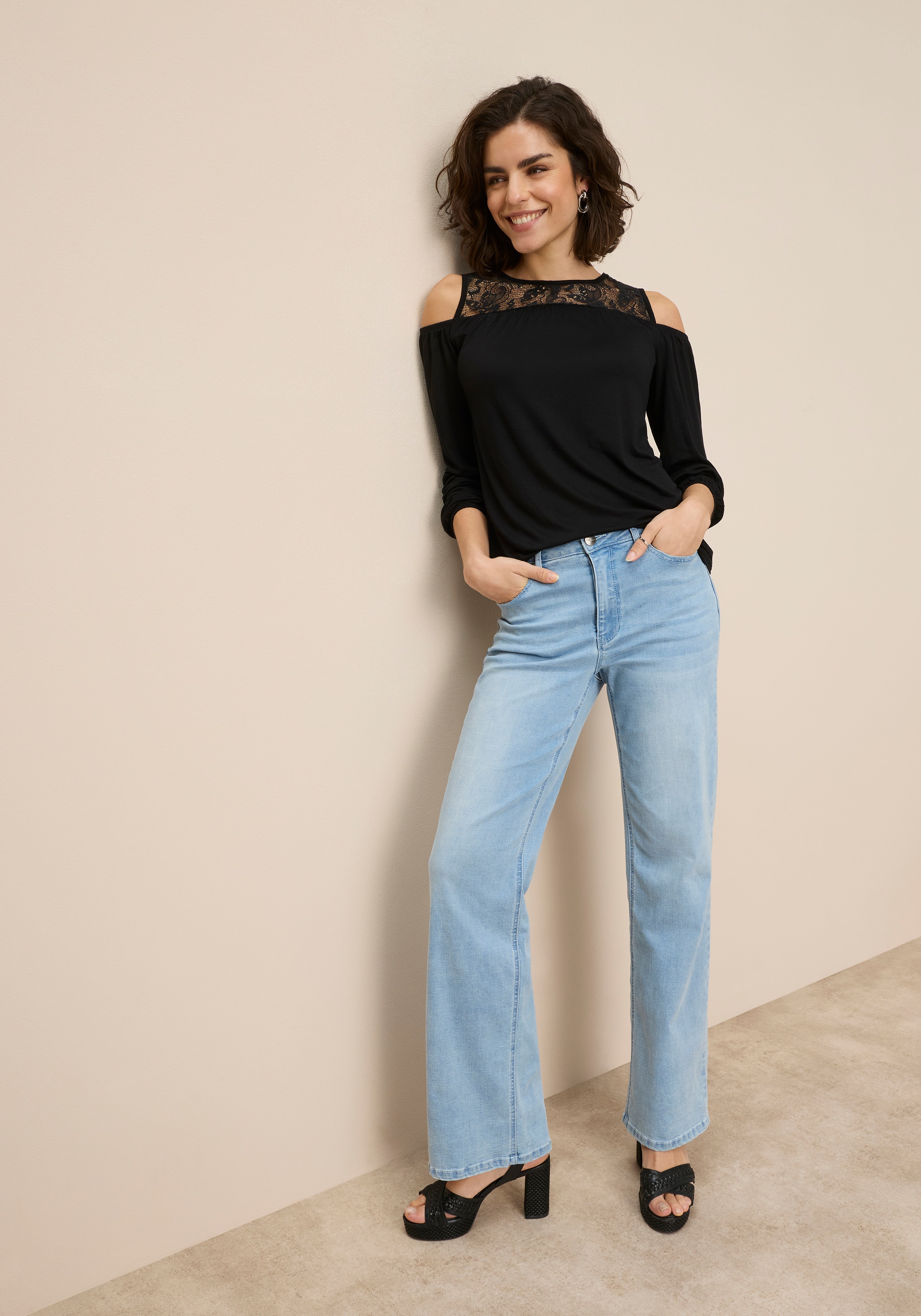 Laura Scott T-shirt à manches longues lässig geschnitten, Langarm, femininer Stil