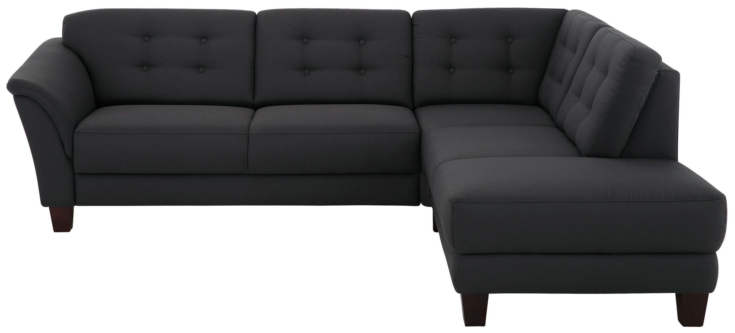 Home affaire Ecksofa »Trondheim L-Form« mit Federkern und Knopfheftung im Rücken, Füsse Buche dunkel