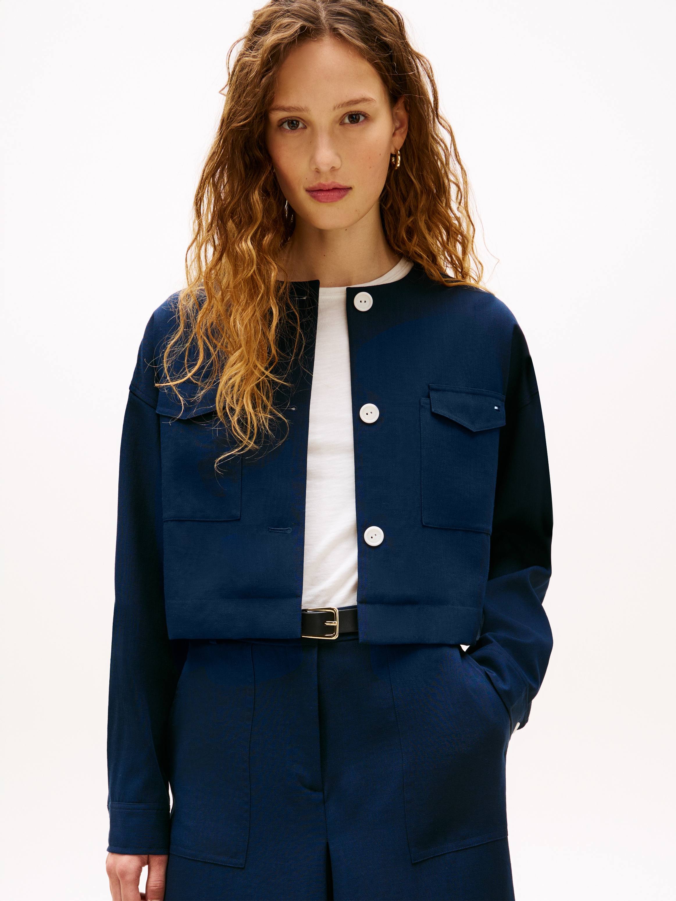 Image of Tommy Hilfiger Kurzblazer "TAILORED UTILITY CROPPED JACKET" Boxy Fit, ohne Kragen